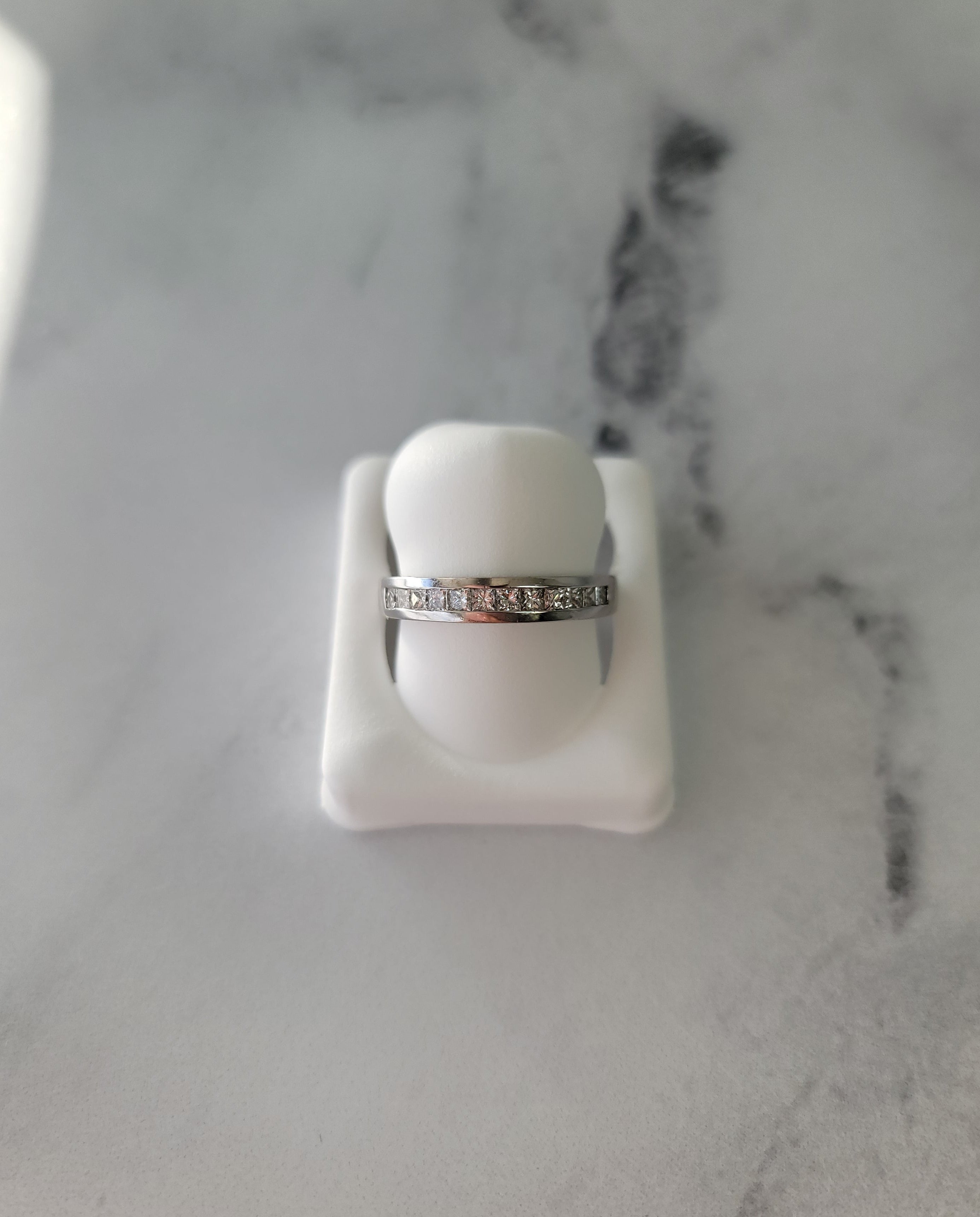 4MM Half Carat Princess Cut Diamond Wedding Band Ring - 14K White Gold for Women, Bridal Jewelry, Anniversary Gift, Engagement Ring Alternative