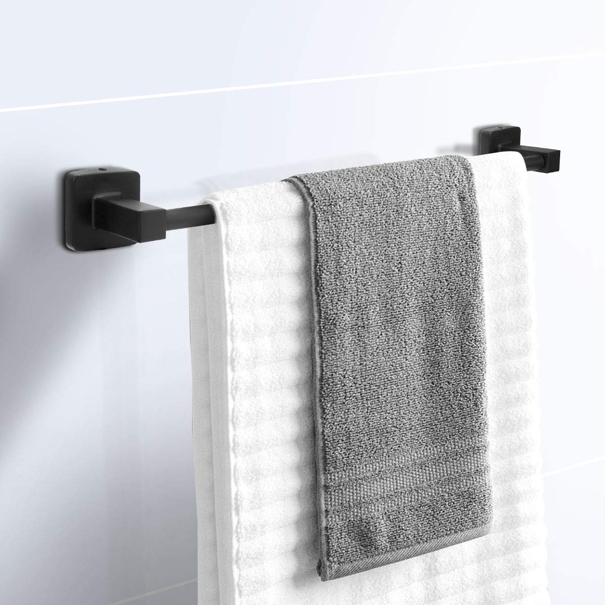 Matte Black Bathroom Hardware Set - 4 Piece Towel Bar Set with 17