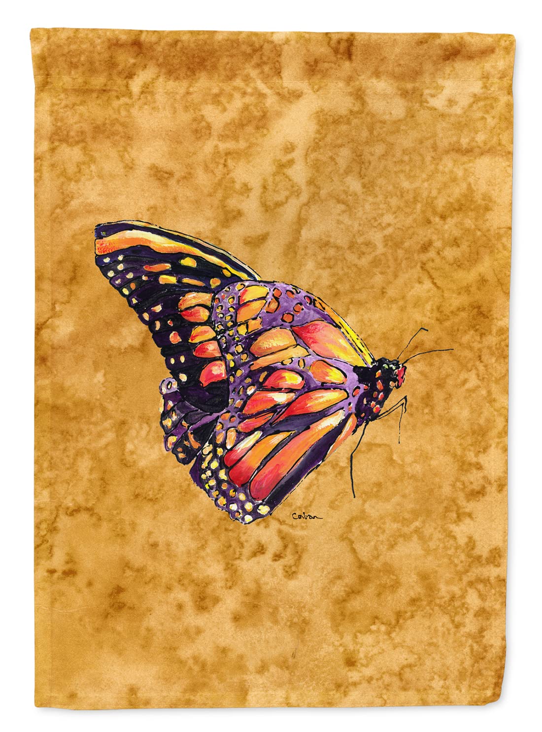 Caroline's Treasures 8858GF Butterfly on Gold Garden Flag - Decorative Outdoor Yard Banner for Mailbox, Patio, Flower Beds - Vibrant Multicolor Garden Artwork - Perfect for Spring Decor, Front Yard Greeting & Seasonal Landscaping
