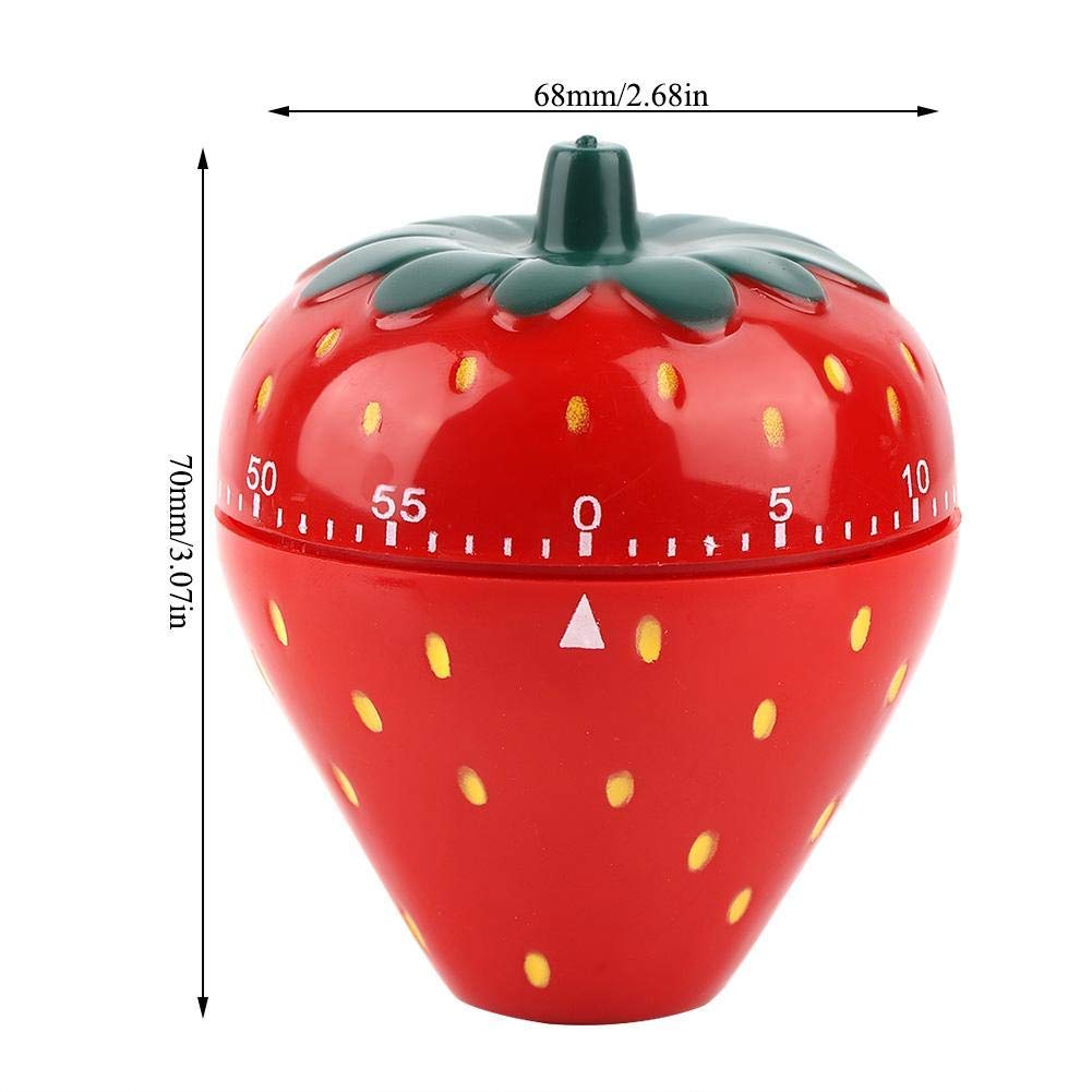 Pasamer Strawberry Shaped 60-Minute Kitchen Timer - Mechanical Countdown Timer for Cooking, Baking, Studying & Productivity - Cute Red Retro Egg Timer for Home, Office & Classroom Use