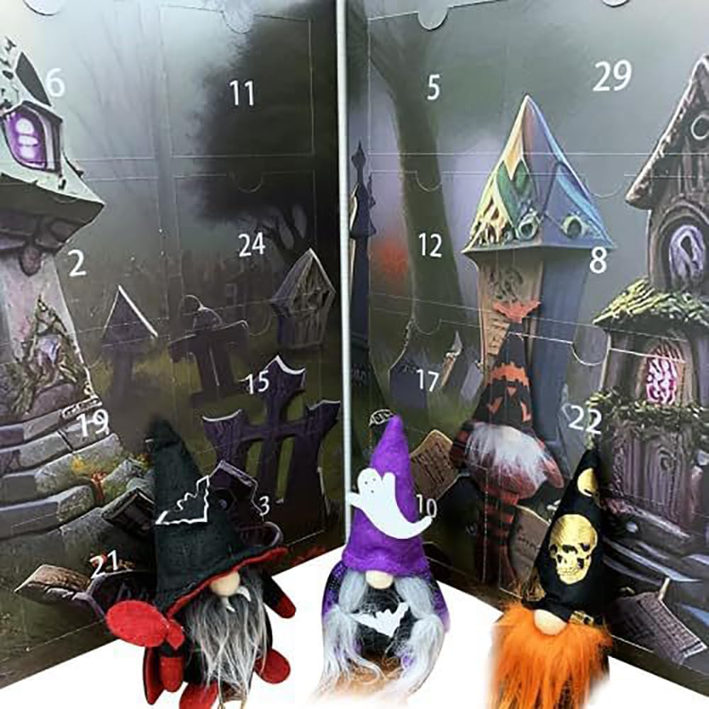 2024 Halloween Gnome Advent Calendar - Spooky Countdown with 1 Gnome & 30 Mini Surprises | Christmas-Themed Horror Decor for Holiday Home & Party Countdown