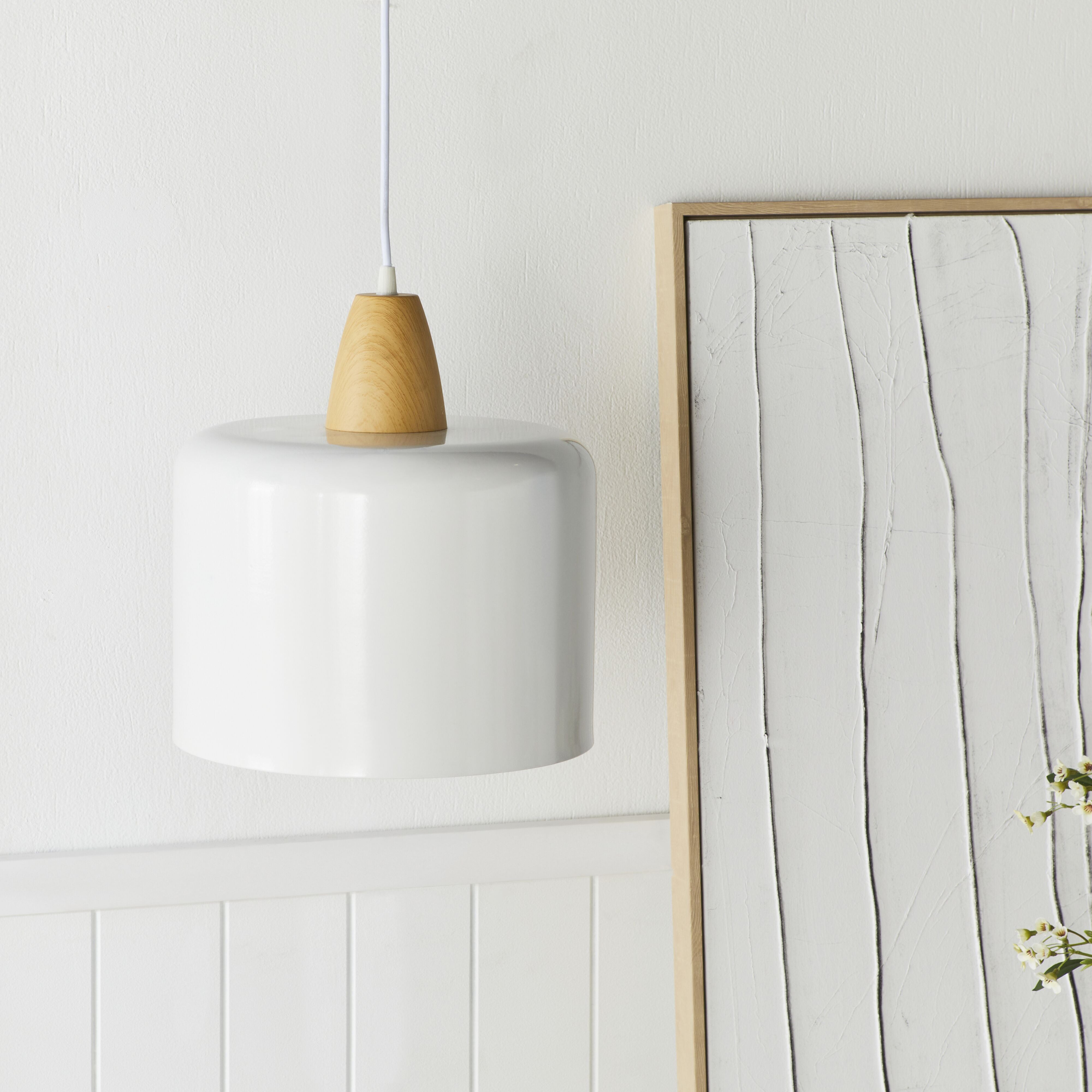 Belmont White Pendant Light Fixture 28x30cm - Perfect for Dining Room, Bedroom, and Living Room Lighting