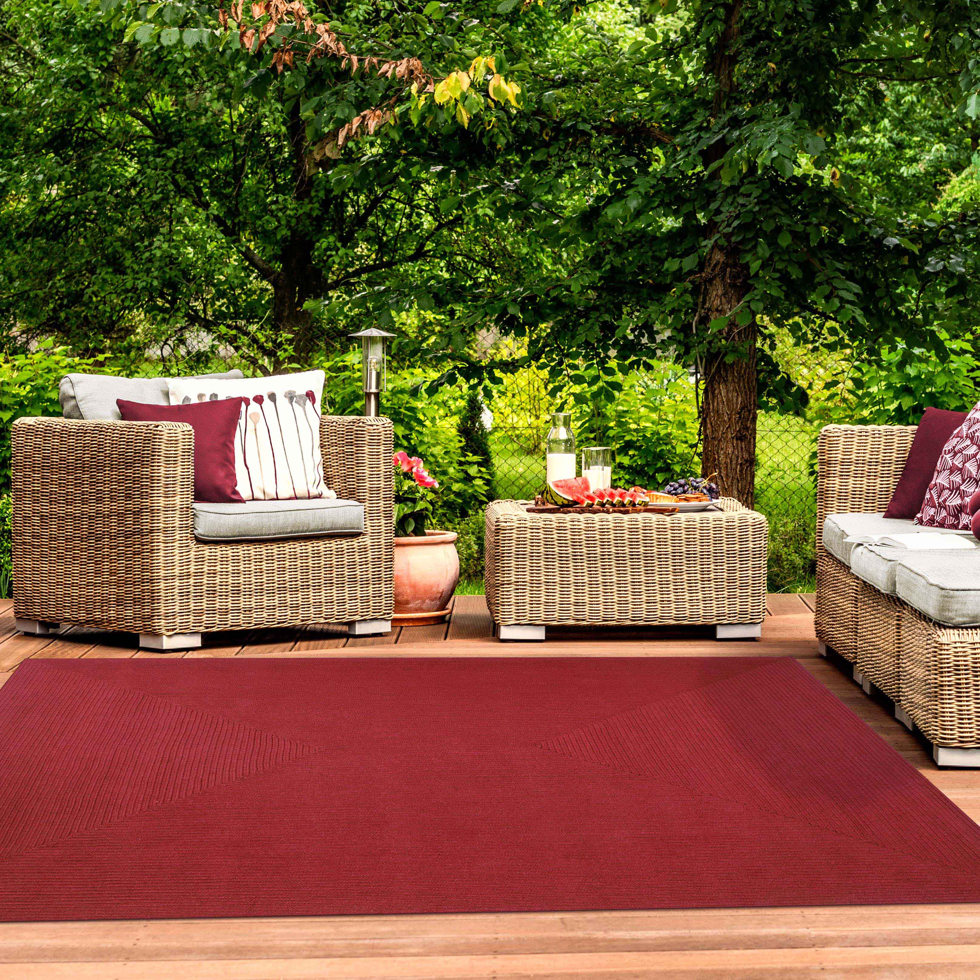 Bohemian Rectangle Braided Area Rug - Non-Slip Indoor Outdoor Rug for Living Room, Bedroom, Patio - Soft Woven Jute Natural Fiber Floor Mat for Home Decor