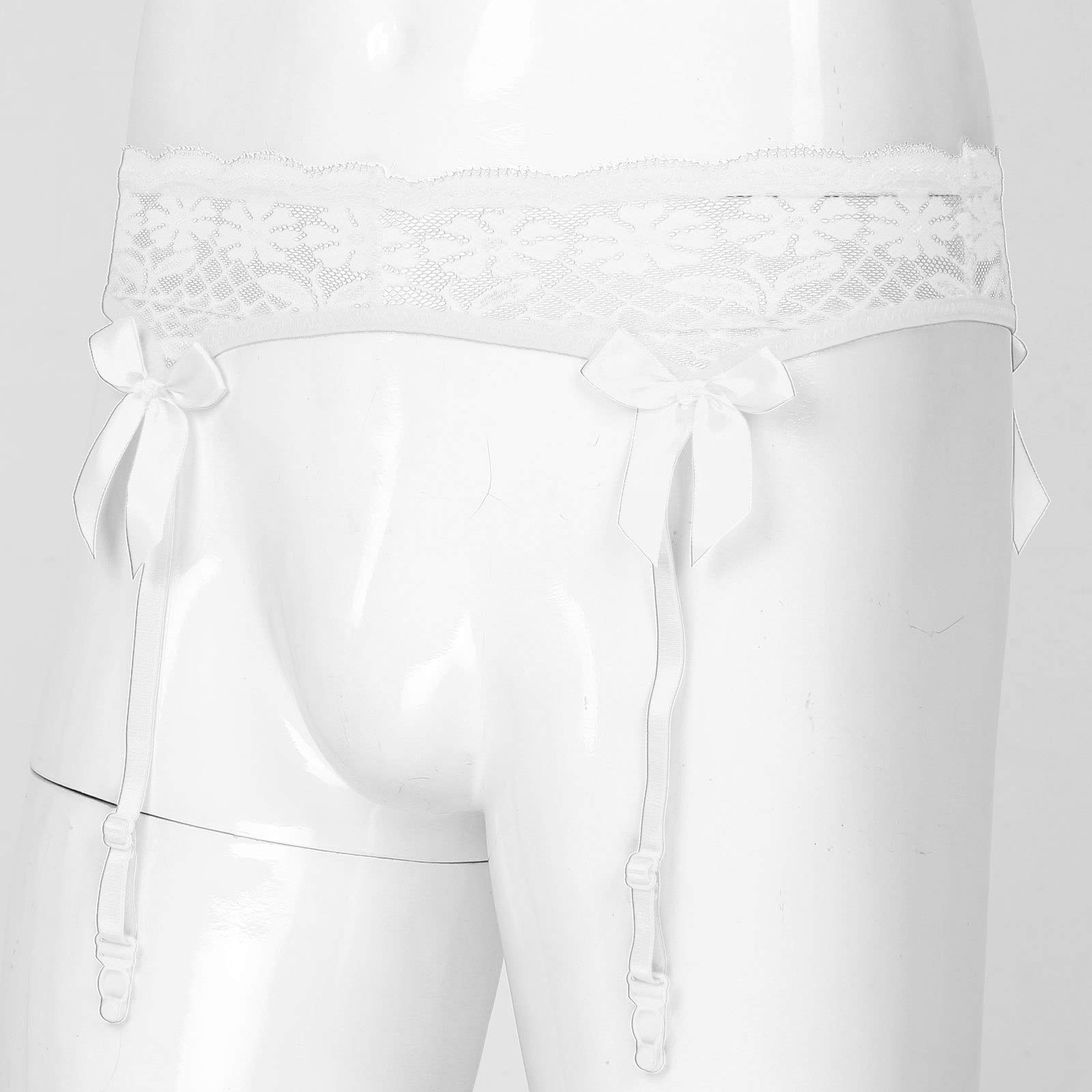 ACSUSS Men's Sheer Lace Suspenders - Adjustable Elastic Waistband Garter Belt with Bowknot for Stockings | Sissy Lingerie | Perfect for Crossdressing, Cosplay & Sensual Nights