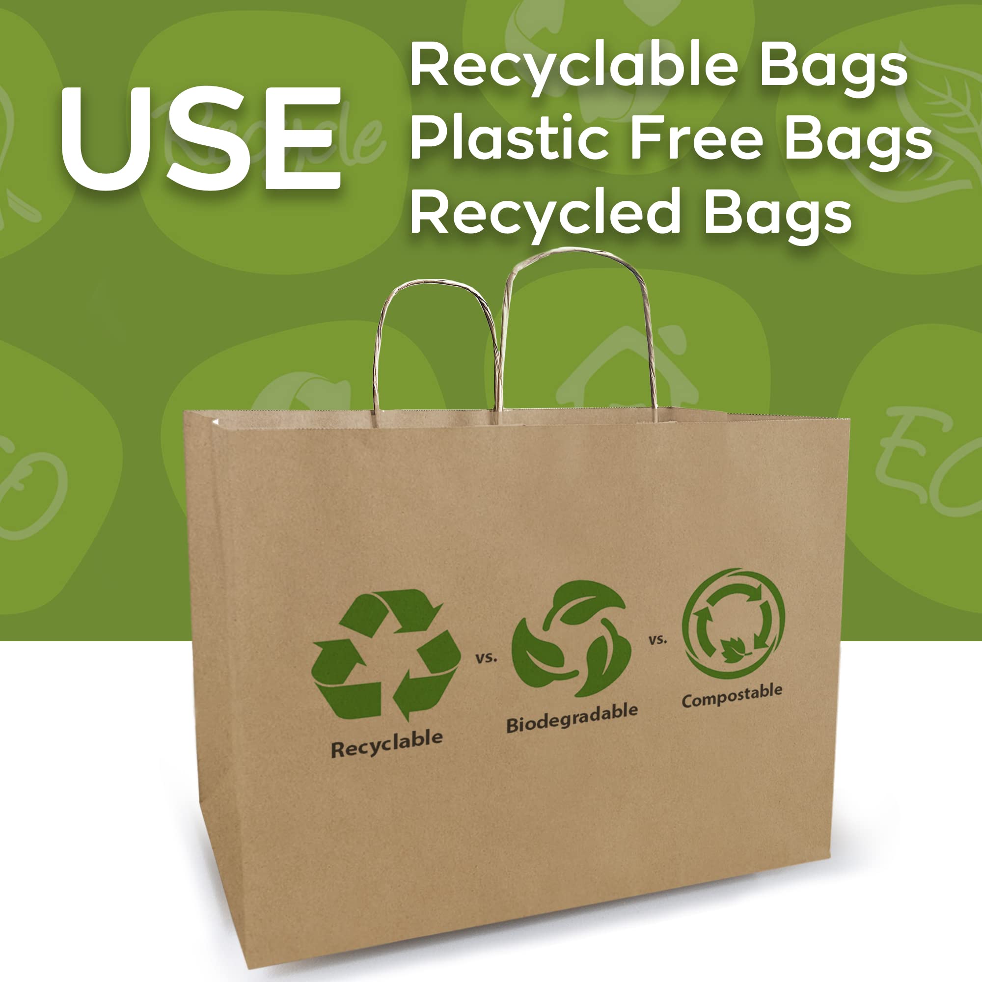 100 Pcs 16x6x12 Inch Kraft Paper Bags with Handles - Bulk Brown Shopping Bags for Small Business, Boutique & Gift Packaging - Eco-Friendly Retail, Party Favors & Wedding Favors Bags