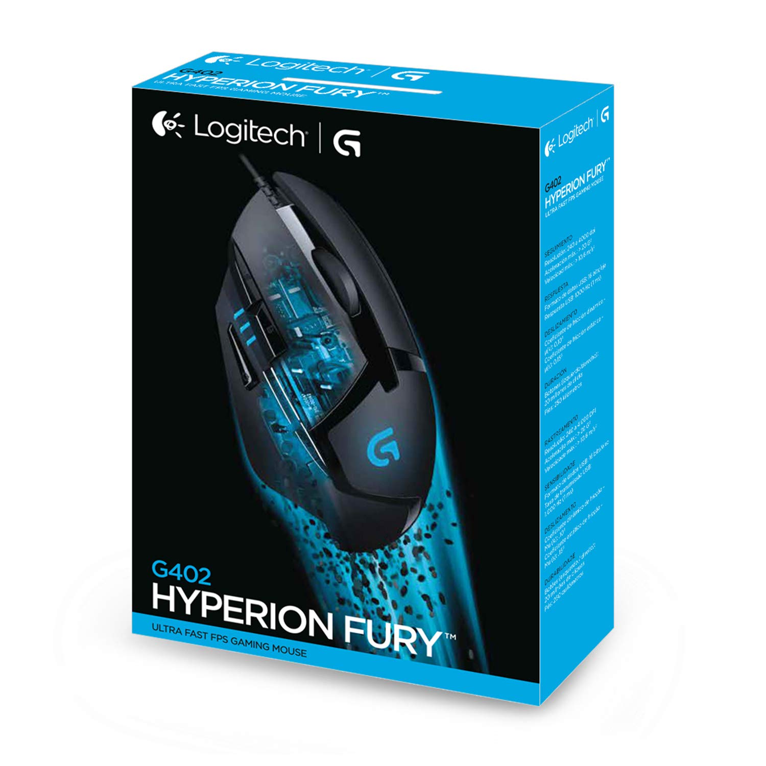 Logitech G402 Hyperion Fury Wired Gaming Mouse - 4000 DPI High Precision Optical Sensor, Ultra-Light Ergonomic Design, 8 Programmable Buttons - PC & Mac Compatible (Black) - Perfect for FPS Games, Esports, Office Work, Home Use, Streaming & Video Editing - Best Gaming Mouse for Enthusiasts & Content Creators - Ideal for Competitive Gaming, Work from Home & Professional Setups