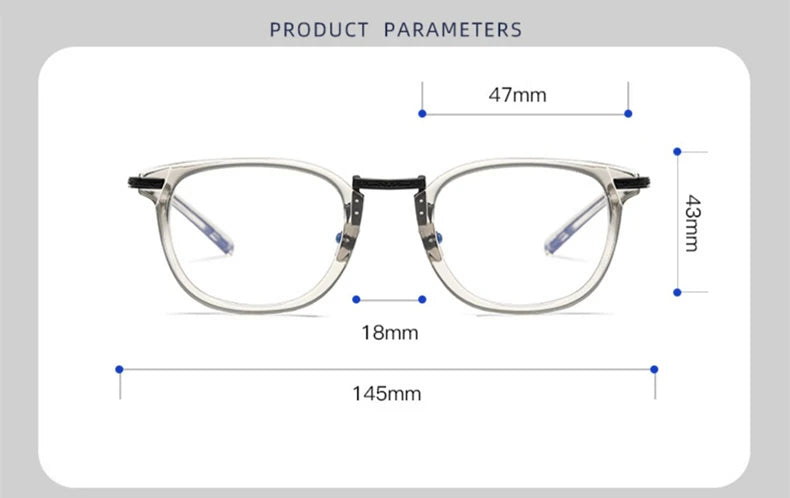 Stylish Unisex Black Titanium Acetate Square Eyeglasses Frame G817 - Perfect for Work, Reading & Fashion Accessories