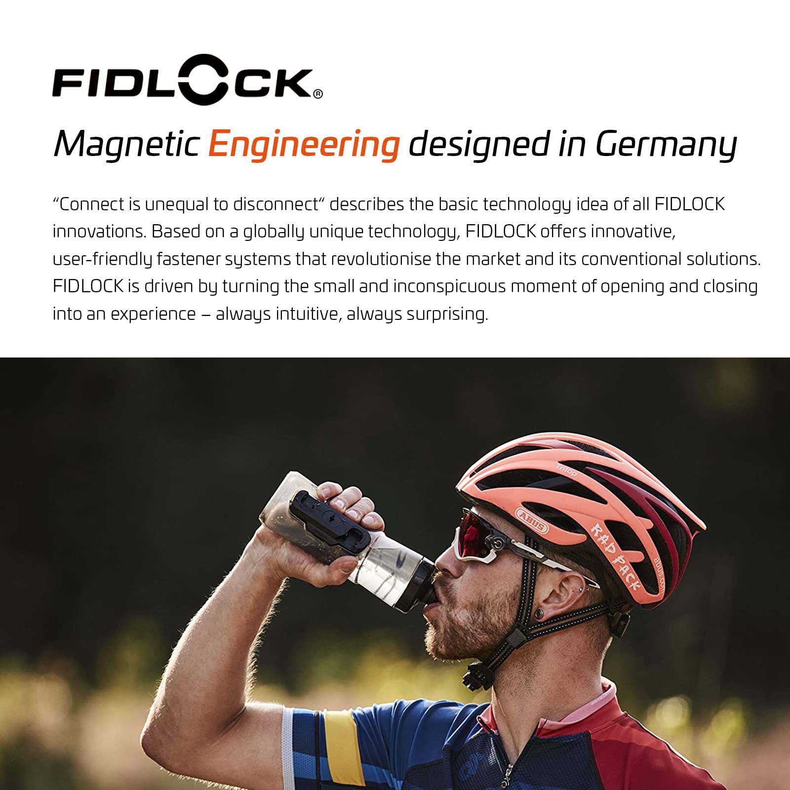 FIDLOCK Twist Bottle 600ml Set - Magnetic Bike Water Bottle Holder with Cage-Free Design | Secure Twist Connector & Base Mount | Perfect for Road Bikes, Mountain Biking & Outdoor Cycling | Clear