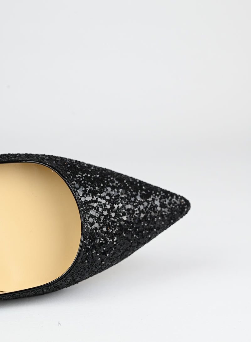 Jimmy Choo Black Glitter Ballerina Flats Size 41 | Elegant Women's Dress Shoes for Parties & Evening Events