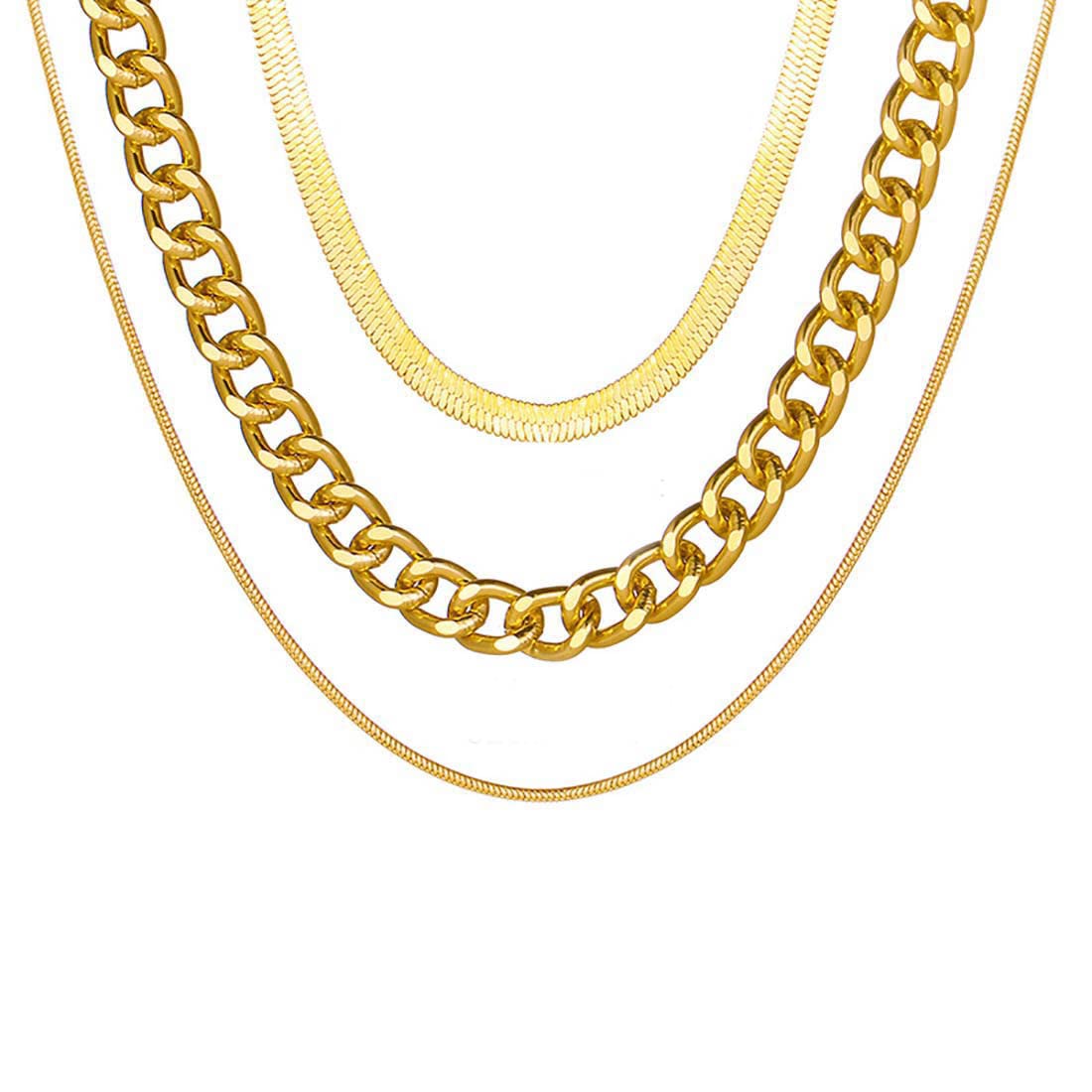 Punk Layered Snake Choker Necklace for Women - Gold Thick Chunky Twist Circle Chain Jewelry, Adjustable Gothic Necklace for Party, Halloween, Cosplay & Everyday Wear