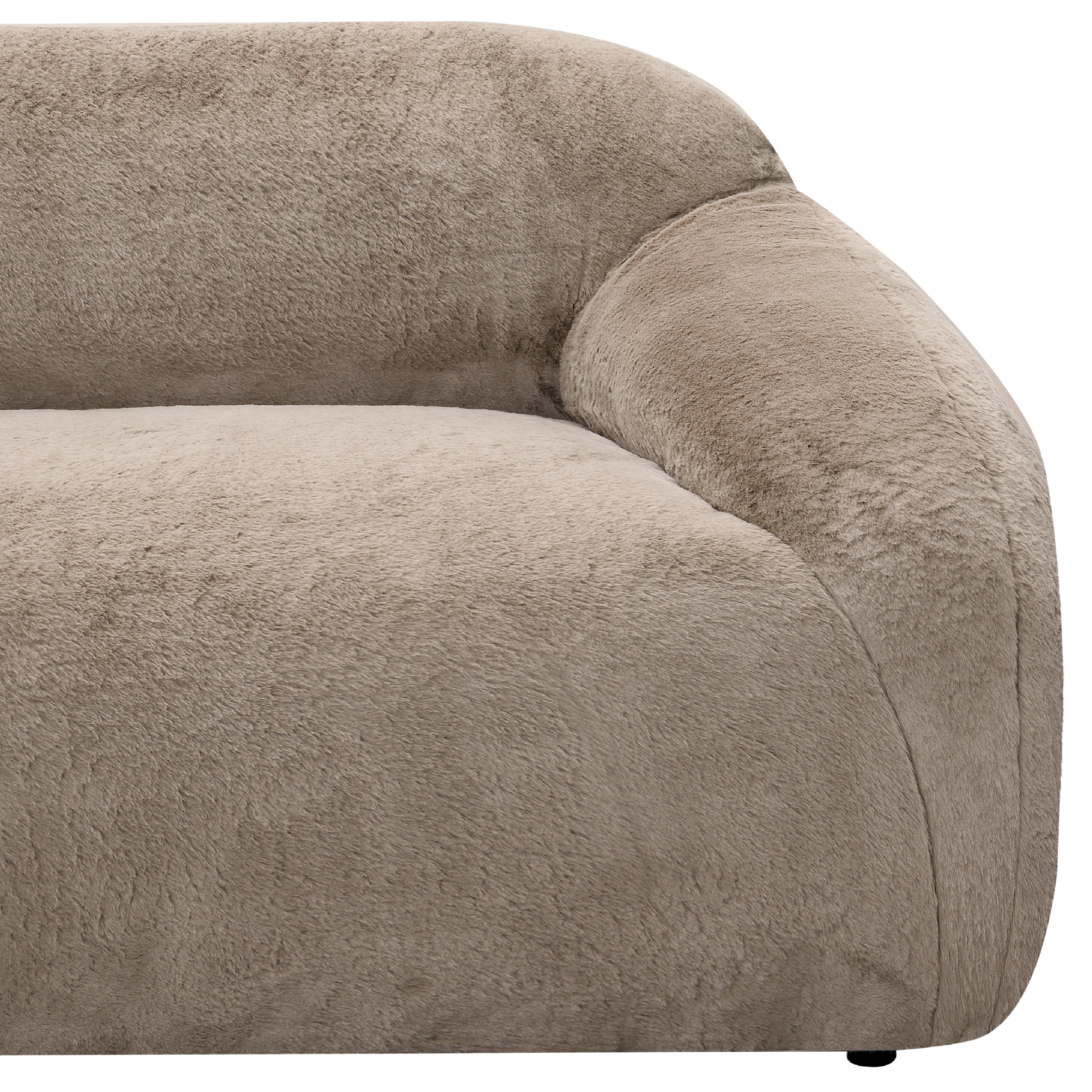 Roundhill Furniture Adell Polar Bear Faux Fur Upholstered Sofa - Luxurious White Plush Fabric Living Room Couch for Cozy Home & Winter Decor
