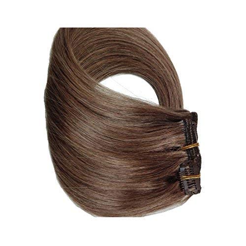 Premium 22-Inch Medium Brown Clip-In Hair Extensions – 100% Remy Human Hair, Silky Straight, Double Weft (70g, 7 Pieces) for Women | 8A Brazilian Quality | Perfect for Daily Wear, Parties, Weddings & Special Occasions