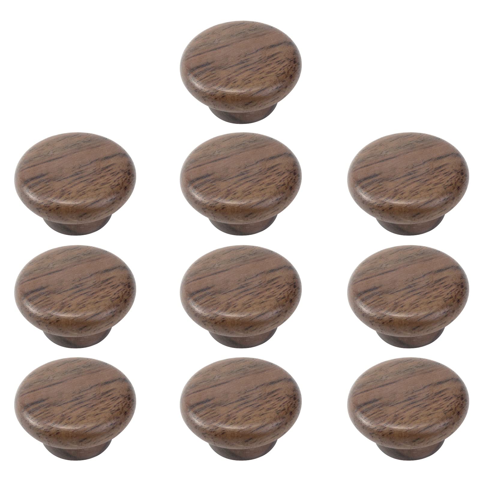 Black Walnut Wood Drawer Knobs - Pack of 10 for Kitchen Cabinets & Dressers