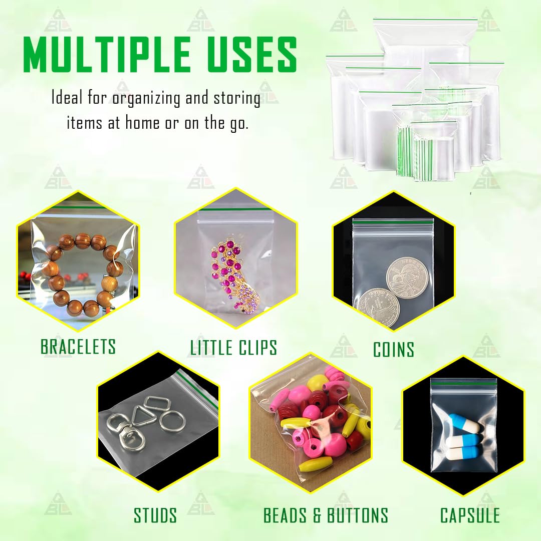 QBL® Gripseal Bags (40 x 40mm Pack of 100) - Durable Resealable Ziplock Bags for Food Storage, Jewelry, Crafts, and Organizing | Small Clear Plastic Bags with Strong Zip Lock Seal | Perfect for Snacks, Beads, Buttons, and Small Parts Storage