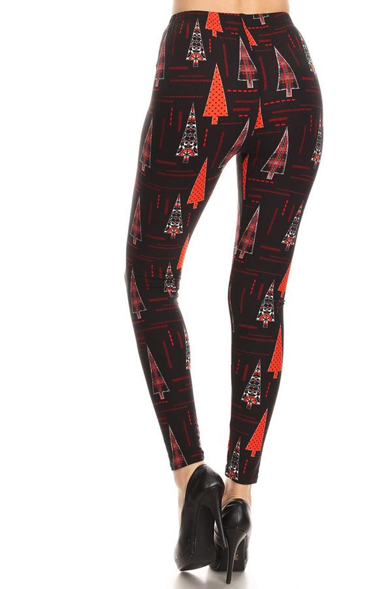 Women's High Waisted Christmas Holiday Print Leggings - Plus Size Available | Festive Winter Outfit & Holiday Party Pants