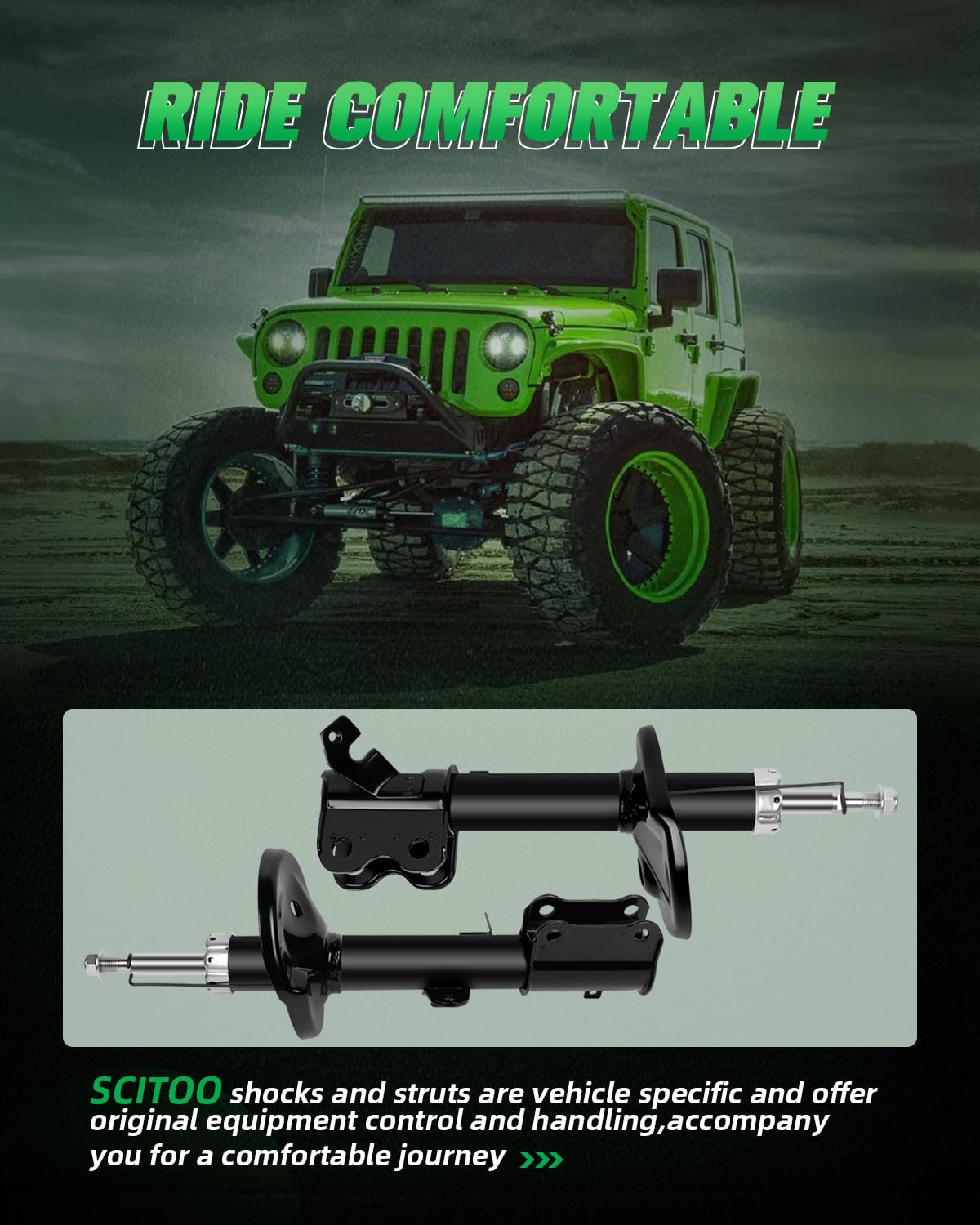 SCITOO Front Struts & Rear Shock Absorbers Kit - 4PCS Compatible with 1998-2002 Chevy Prizm, 1992-1997 Geo Prizm, 1993-2002 Toyota Corolla - Perfect for Smooth Ride & Enhanced Vehicle Stability