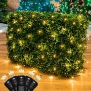 100 Warm White LED Net Lights (4FT x 6FT) - 5MM Bulbs with Black Wire for Outdoor Christmas Decorations | Perfect for Bushes, Hedges, Trees & Holiday Yard Displays