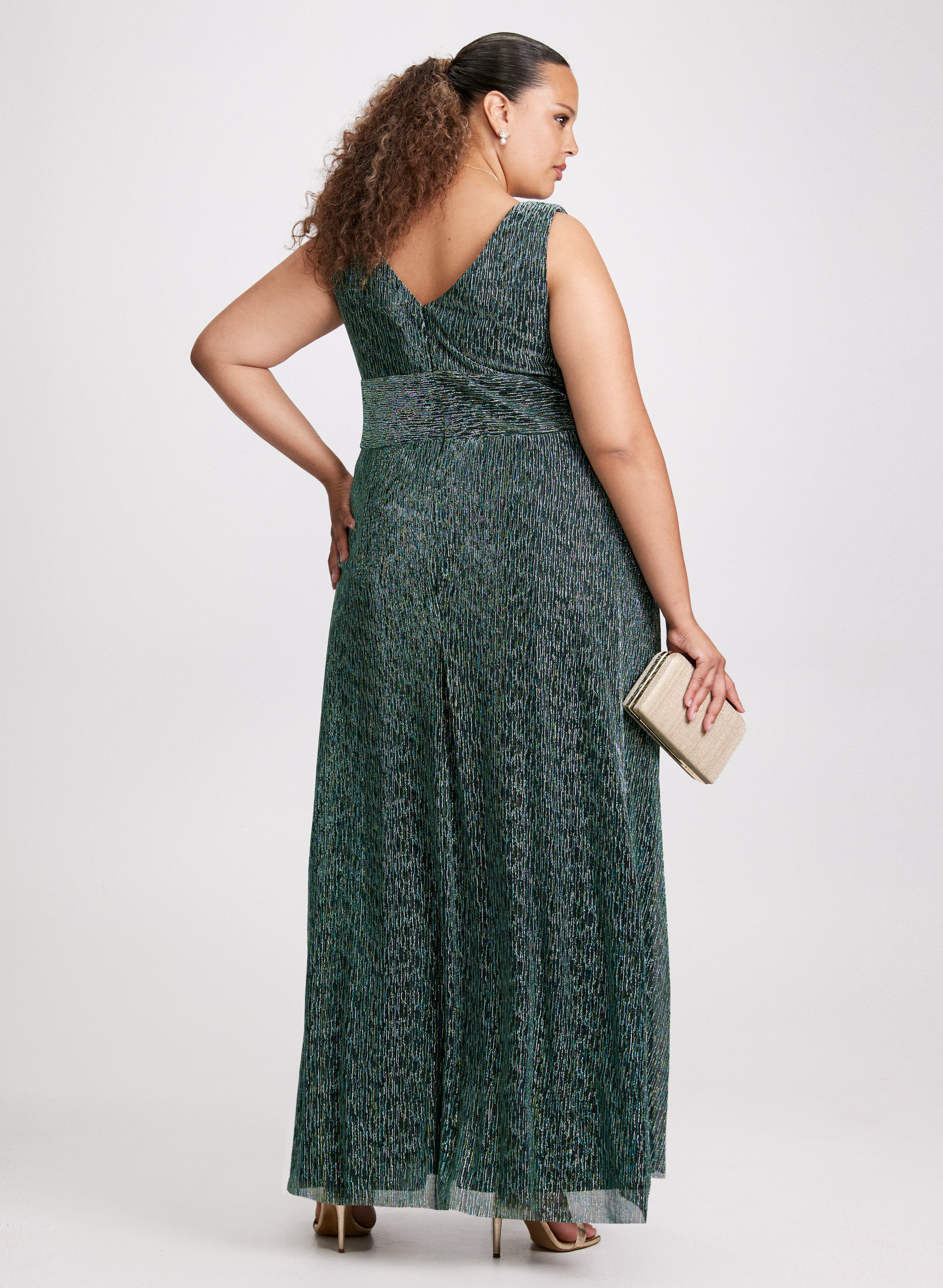Elegant Fit & Flare Metallic Detail Dress for Women - Perfect for Parties, Weddings & Special Occasions
