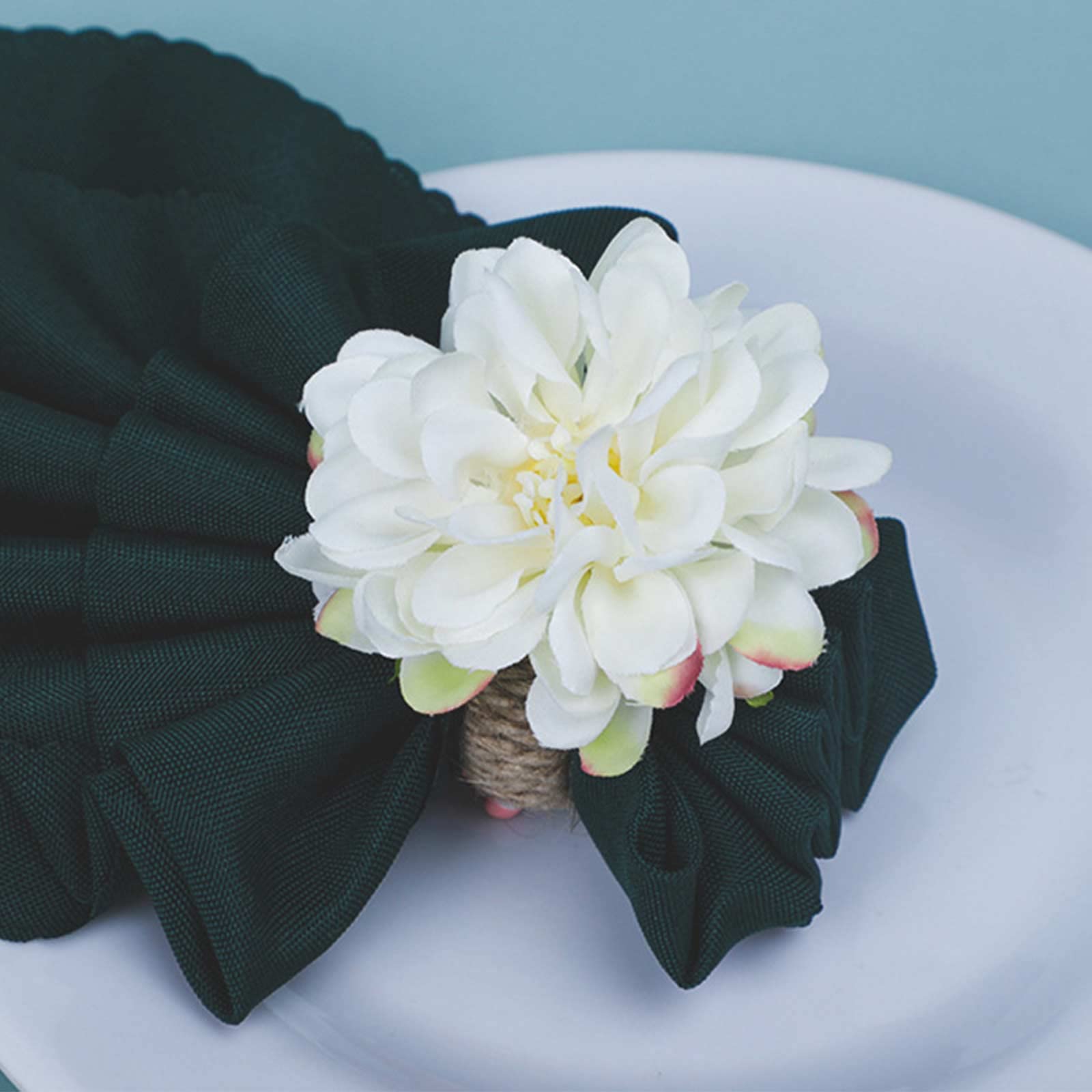 Pink Peony Napkin Rings Set of 6 - Floral Serviette Holders for Wedding, Valentine's Day, Thanksgiving & Banquet - Elegant Spring Table Decorations for Dining, Party & Special Occasions