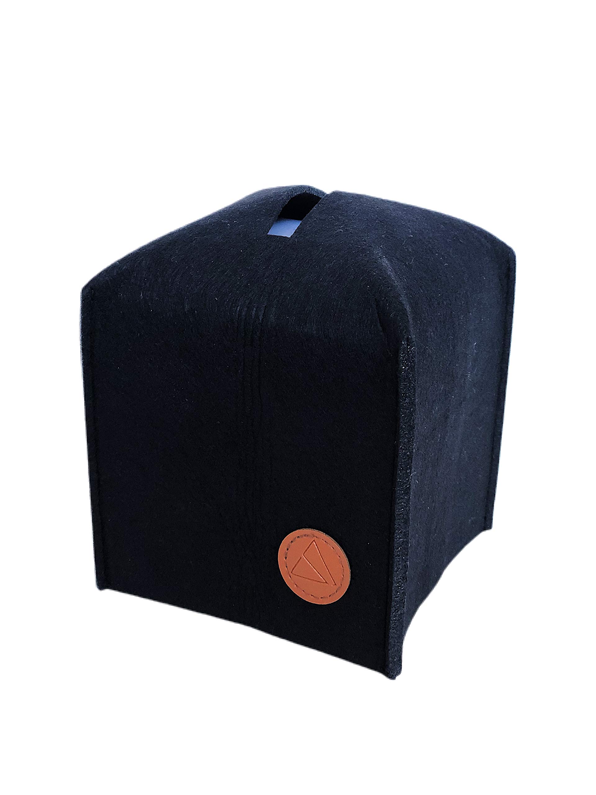 Landas Supply Black Square Felt Tissue Box Cover - Slide Out Facial Tissue Holder for Bathroom Vanity, Bedroom Dresser, Nightstand, Desk & Table - Soft Fabric Home Decor for Living Room, Office, Guest Room