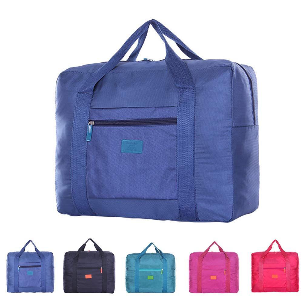 Unova Travel Duffel Bag - Lightweight Water-Resistant Nylon Gym Bag for Men & Women - Packable Carry-On for Weekend Trips, Overnight Stays, Workout & Sports - Perfect for Gym, Travel, Business & Outdoor Adventures (Dark Blue)