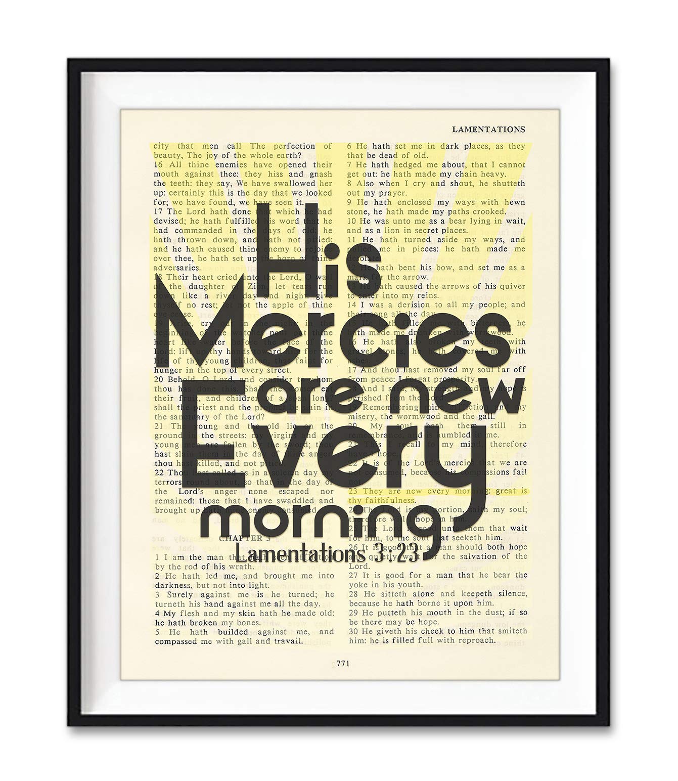 Vintage Bible Verse Print - Lamentations 3:23 - Christian Wall Decor for Home & Church