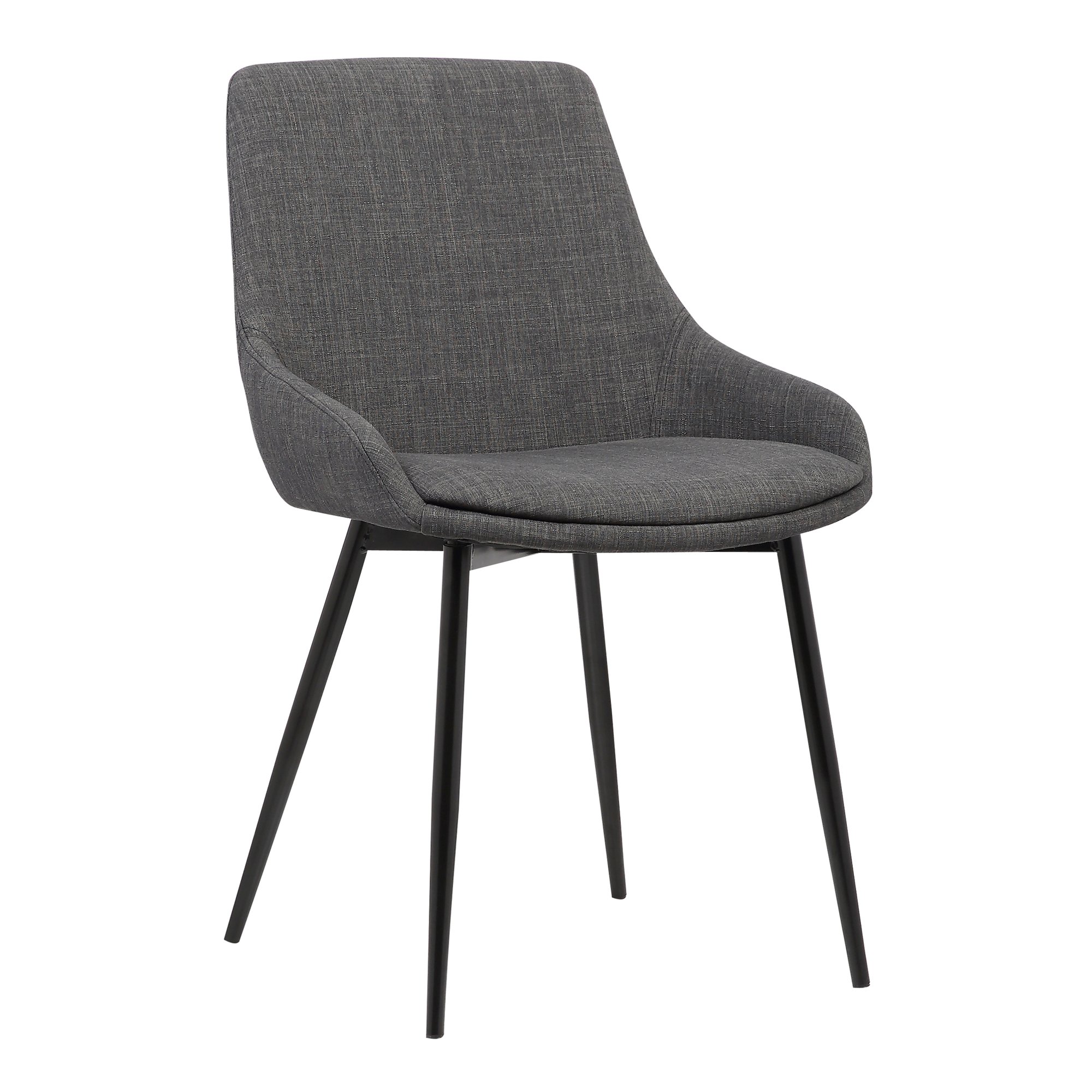 Armen Living Mia Mid Century Modern Dining Chair - Charcoal Fabric & Black Metal - Perfect for Kitchen, Dining Room, Office Desk & Vanity | Stylish Accent Side Chair for Home Decor