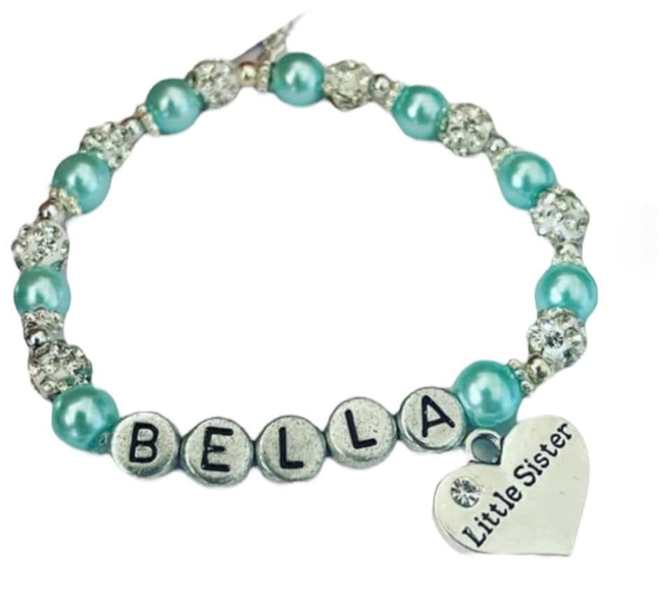 Turquoise Shamballa Bracelet for Sister - Rhinestone Heart Charm Gift for Women - Birthday & Anniversary Present