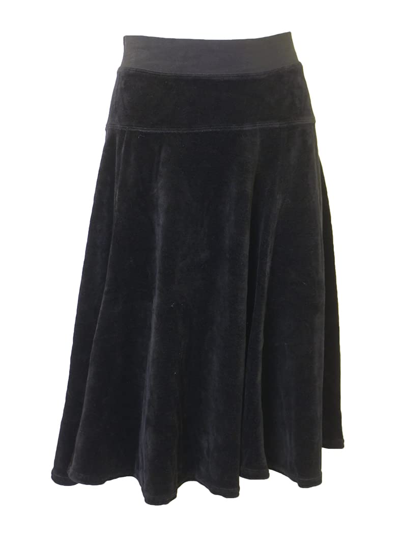 Women's Velour Flare Panel Skirt - Soft Stretch Comfort, High Waist A-Line Design (Style V-169) | Perfect for Casual Wear, Date Nights & Office Outfits