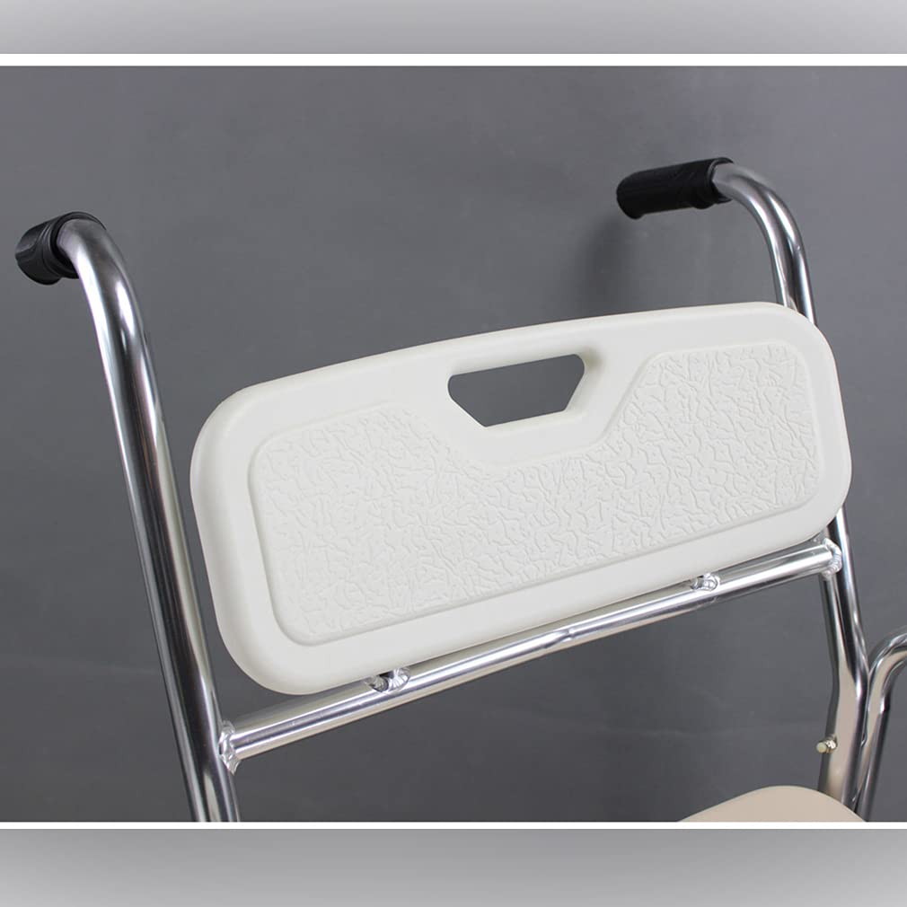 MQZHUK Adjustable Mobile Shower Chair with Brakes & Wheels - 40cm Width, 55cm Height - Sturdy Commode Chair with Armrests for Elderly, Disabled & Pregnant Women (120kg Capacity) - Ideal for Bathroom Safety & Mobility Assistance