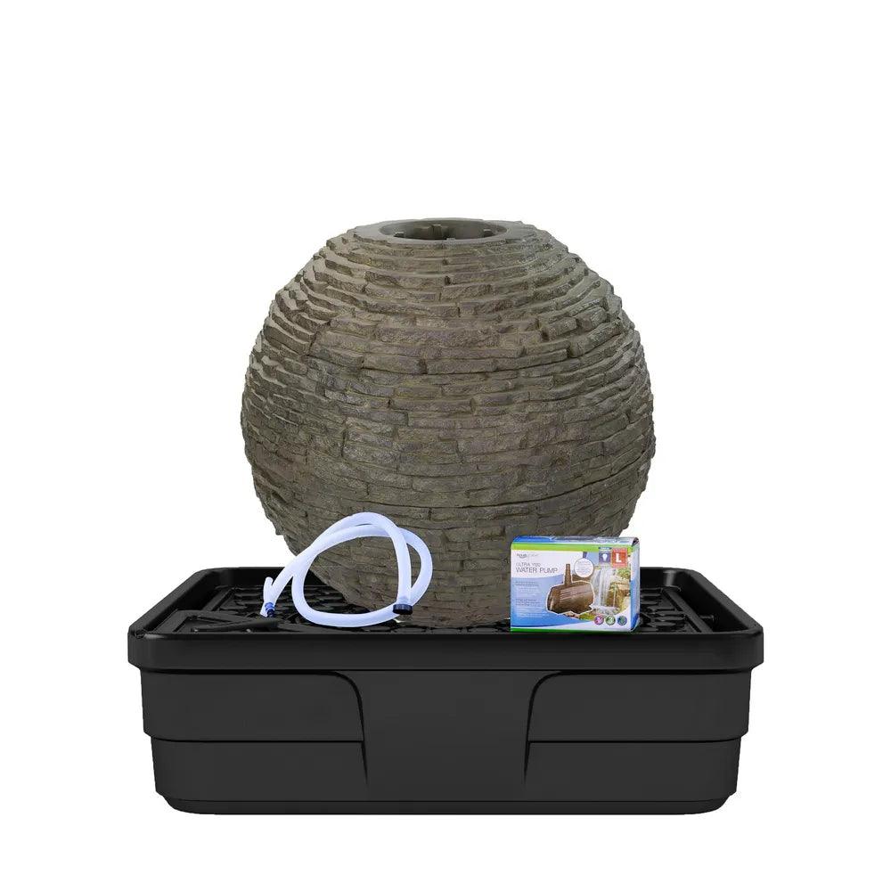 Medium Stacked Slate Sphere Landscape Fountain Kit - Outdoor Garden Water Feature for Patio, Yard & Backyard Decor