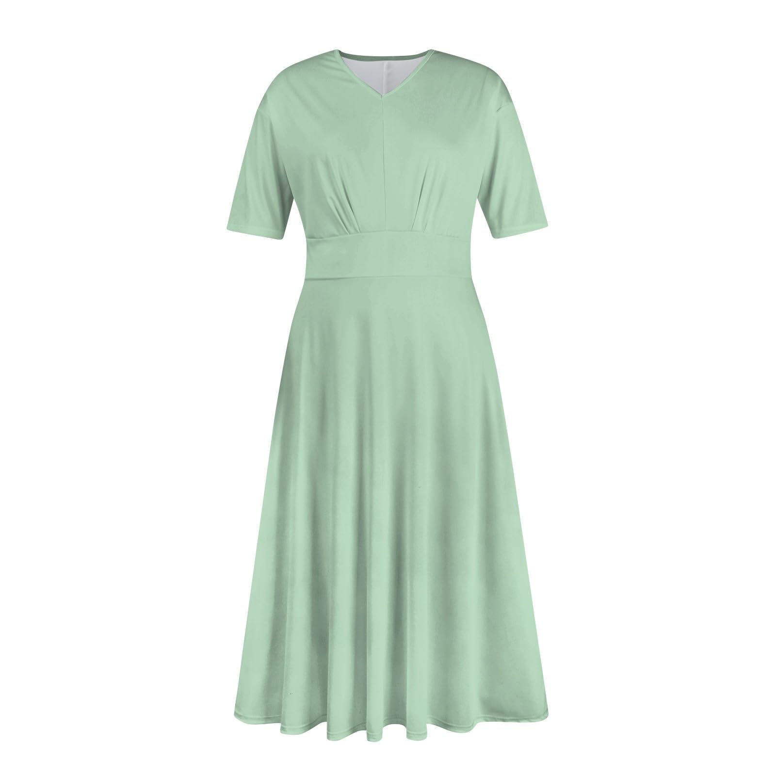 Elegant Short Sleeve Midi Dress for Women - Sexy V Neck Ruched Party Dress with Flowy Swing & Floral Print - Perfect for Cocktail Parties, Date Nights & Summer Weddings