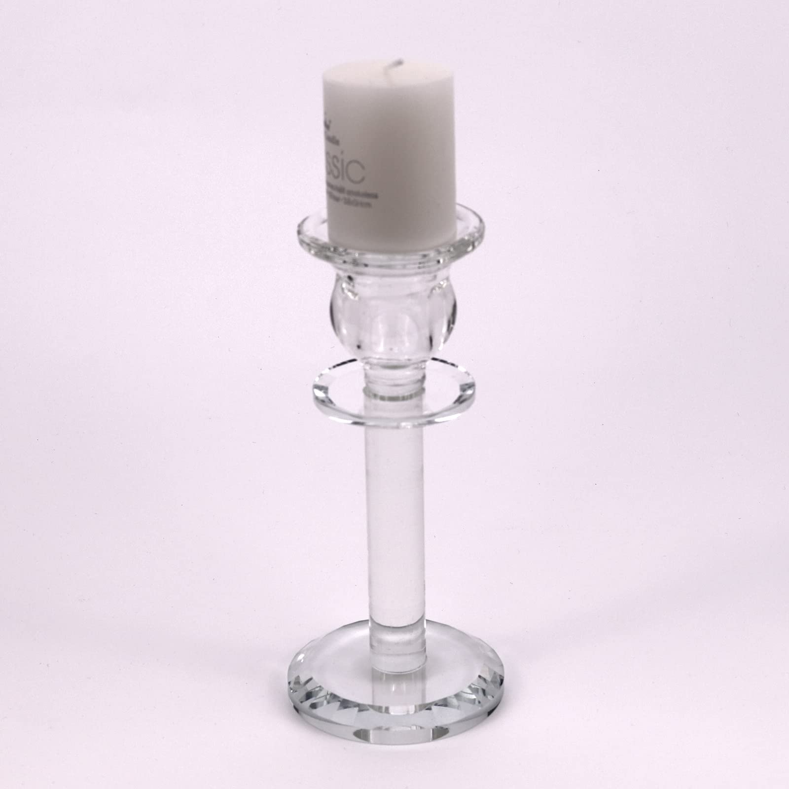 2-Piece Clear Glass Crystal Candle Holder Set - Elegant Pillar Candlestick Holders for Weddings, Birthdays, Dining & Memorials | Perfect Table Decor for Romantic Dinners, Special Events & Home Decoration