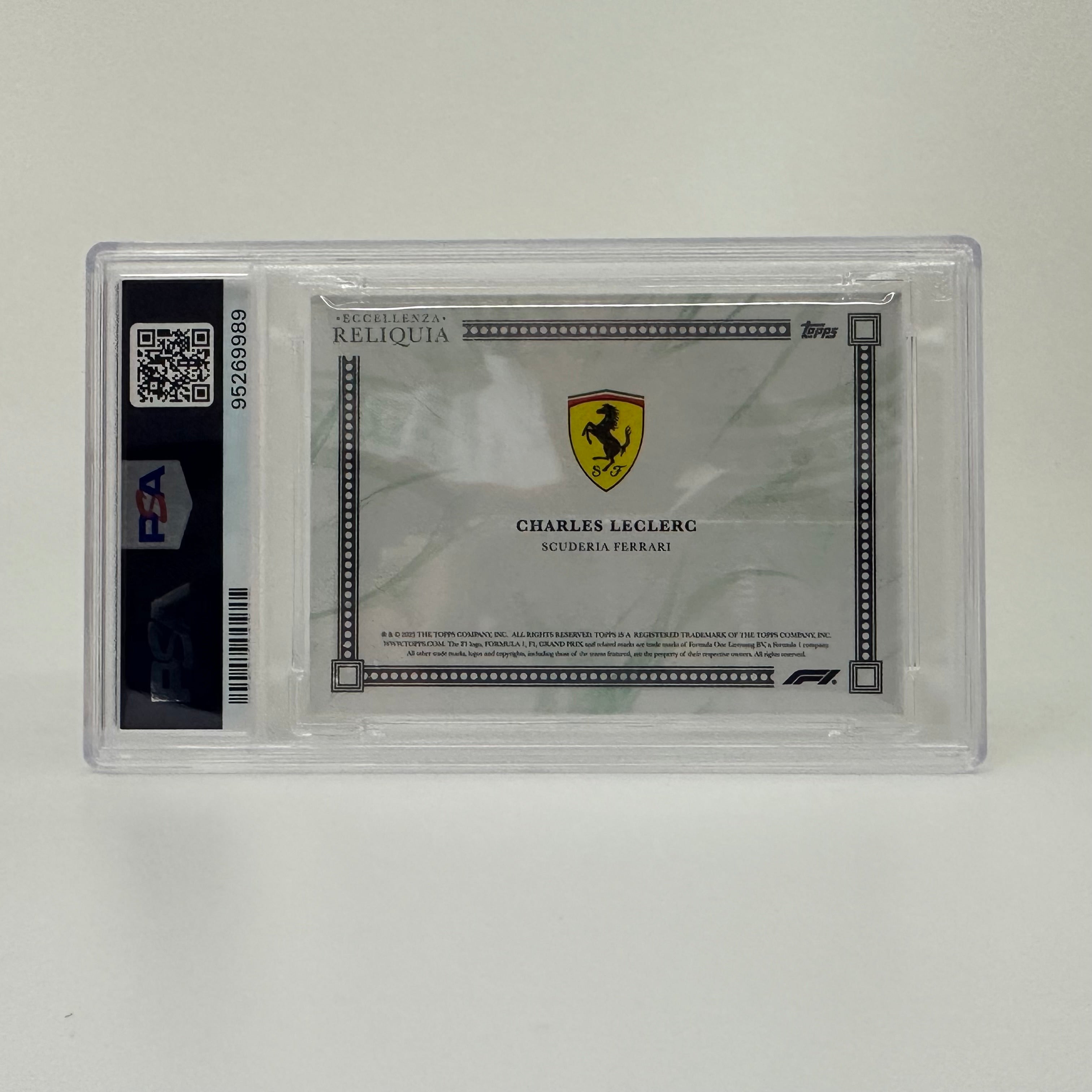 PSA 9 55/99 Charles Leclerc Green 2023 Topps Eccellenza Relic Auto Racing Card - Perfect for F1 Collectors & Sports Memorabilia Displays