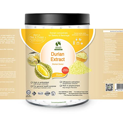 BioNutricia Musang Durian Extract Powder - High in Fiber & Protein, 100g | Vegan Superfood for Smoothies, Baking & Healthy Snacks