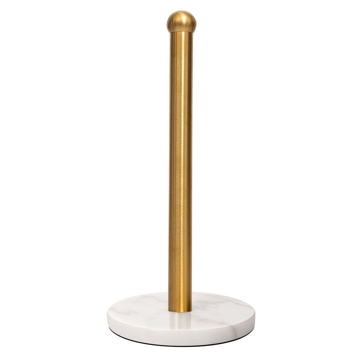 Heavy Duty Weighted Paper Towel Holder - One-Handed Kitchen Paper Towel Dispenser with Sturdy Base for Standard & Mega Rolls (Brushed Gold) | Perfect for Kitchens, Bathrooms & Office Spaces