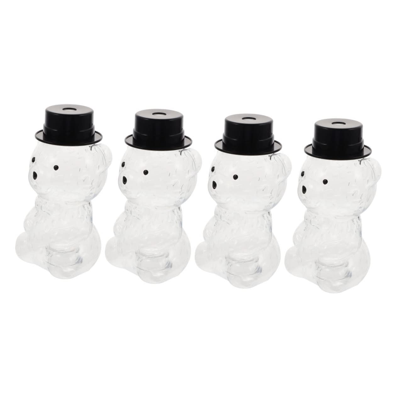 Hemoton 4-Pack Bear-Shaped Plastic Bottles for Milk Tea, Juice, Wine, Yogurt & Water - Leak-Proof & Reusable Containers for DIY Drinks, Baby Food Storage & Iced Beverages | Perfect for Home, Office & Outdoor Use