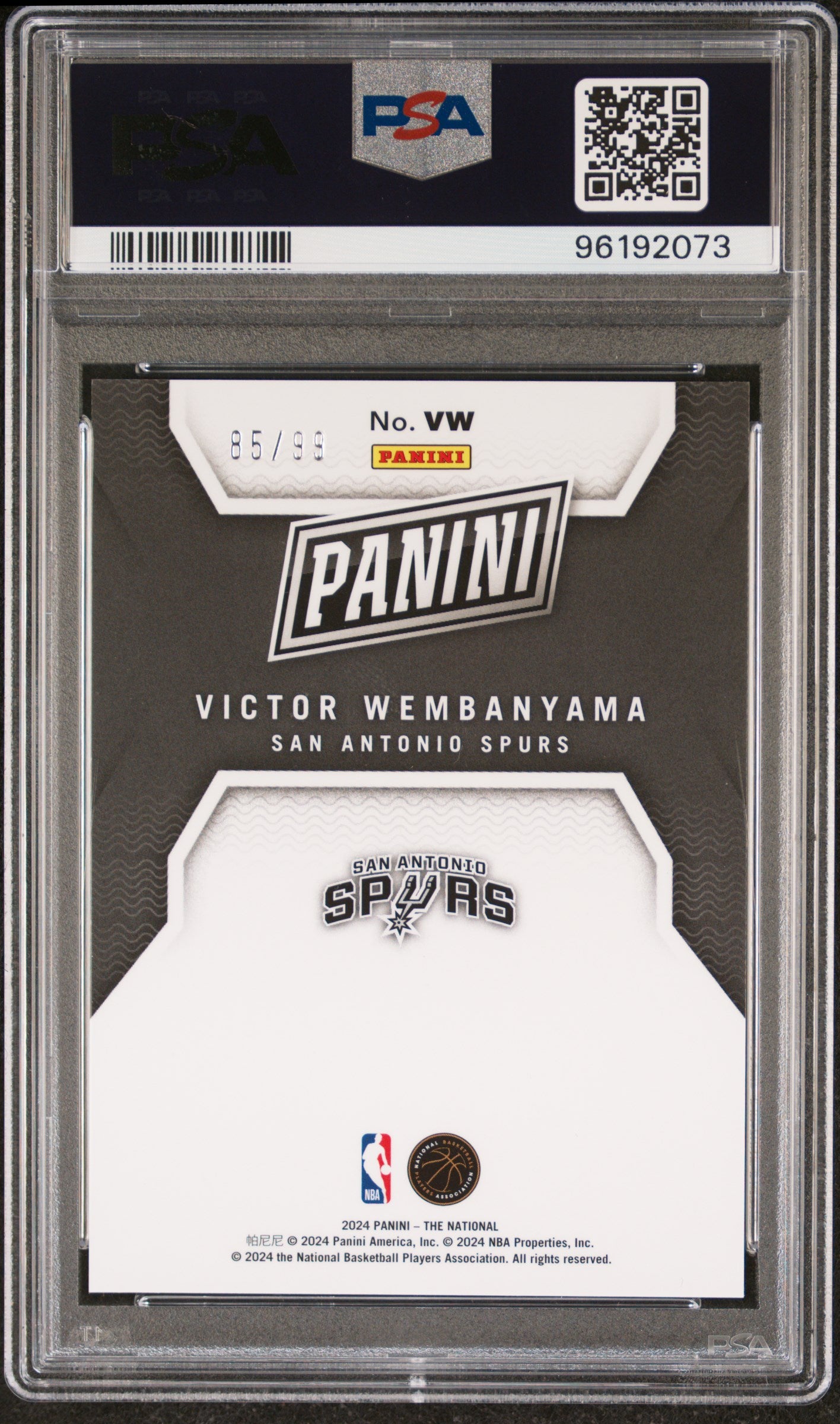 2024 Panini National Victor Wembanyama Splash 85/99 #VW PSA 9 Mint Basketball Trading Card - Perfect for NBA Collectors, Sports Memorabilia Enthusiasts & Investment