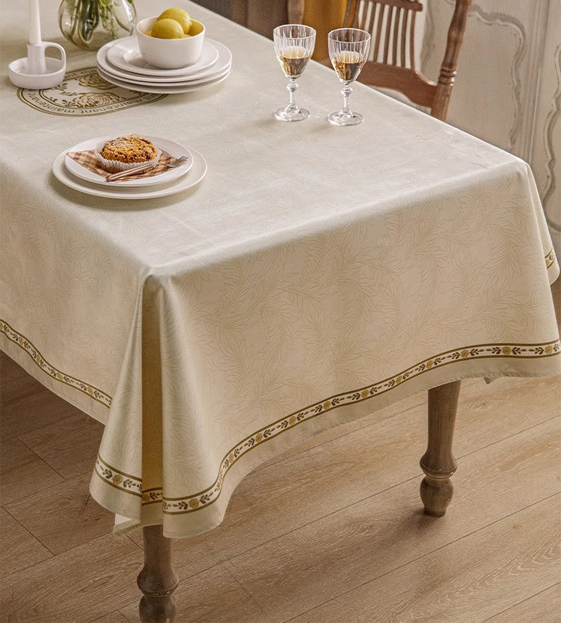 Elegant Cream French Style Tablecloth - Modern Rectangle Dining Table Cover for Oval & Rectangle Tables - Perfect for Dinner Parties, Weddings & Home Decor