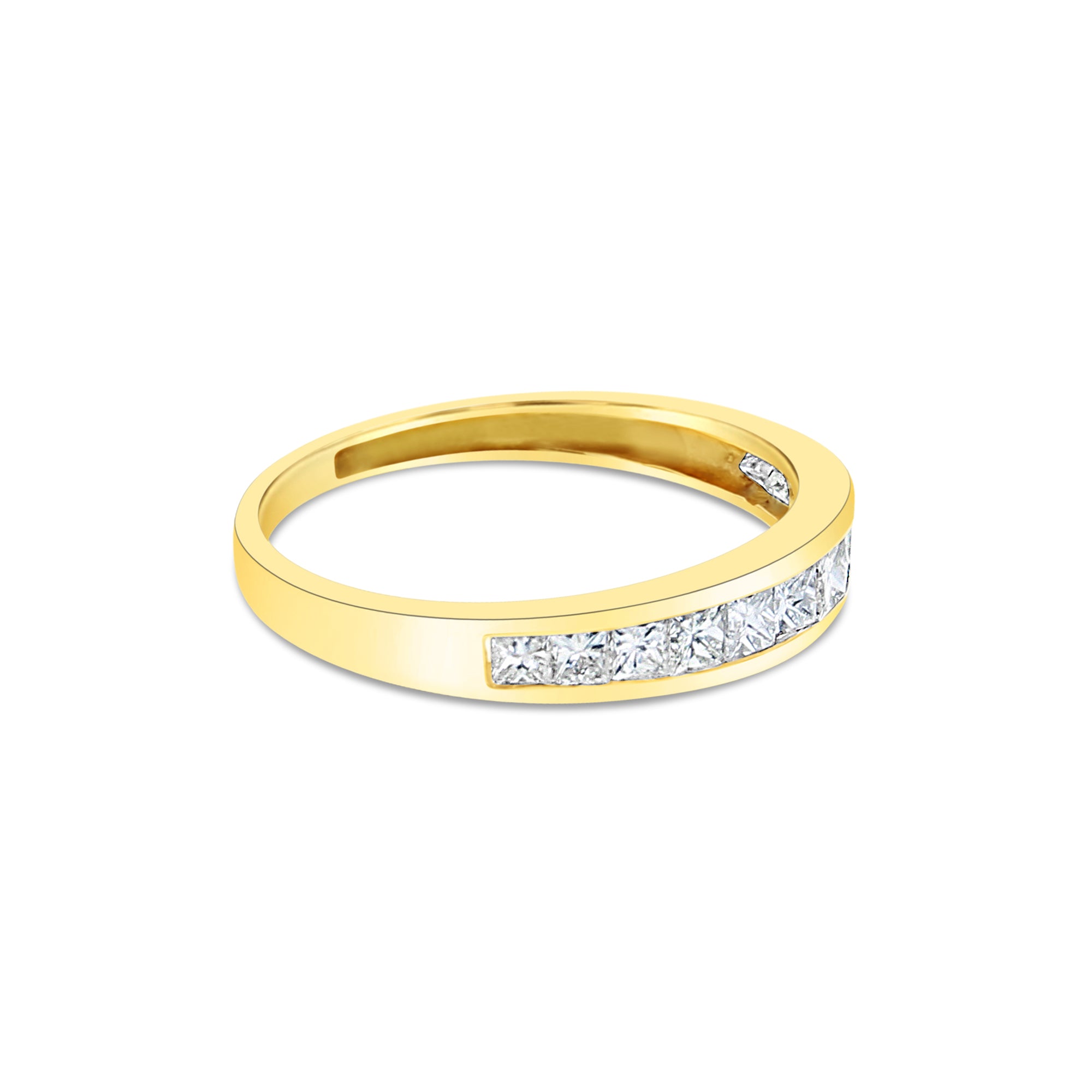 0.50cttw Princess Cut Channel Set Diamond Ring in 14k Yellow Gold - Elegant Engagement, Wedding, or Anniversary Jewelry Gift