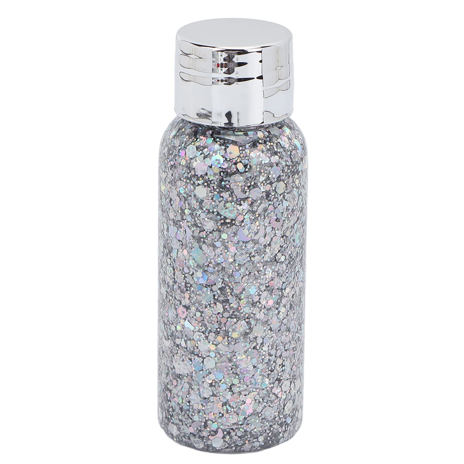 Waterproof Liquid Glitter Makeup Gel - Long Lasting Adhesive, Smudge Proof, Shimmering Silver #01 for Party, Halloween, Cosplay & Festival Makeup Looks