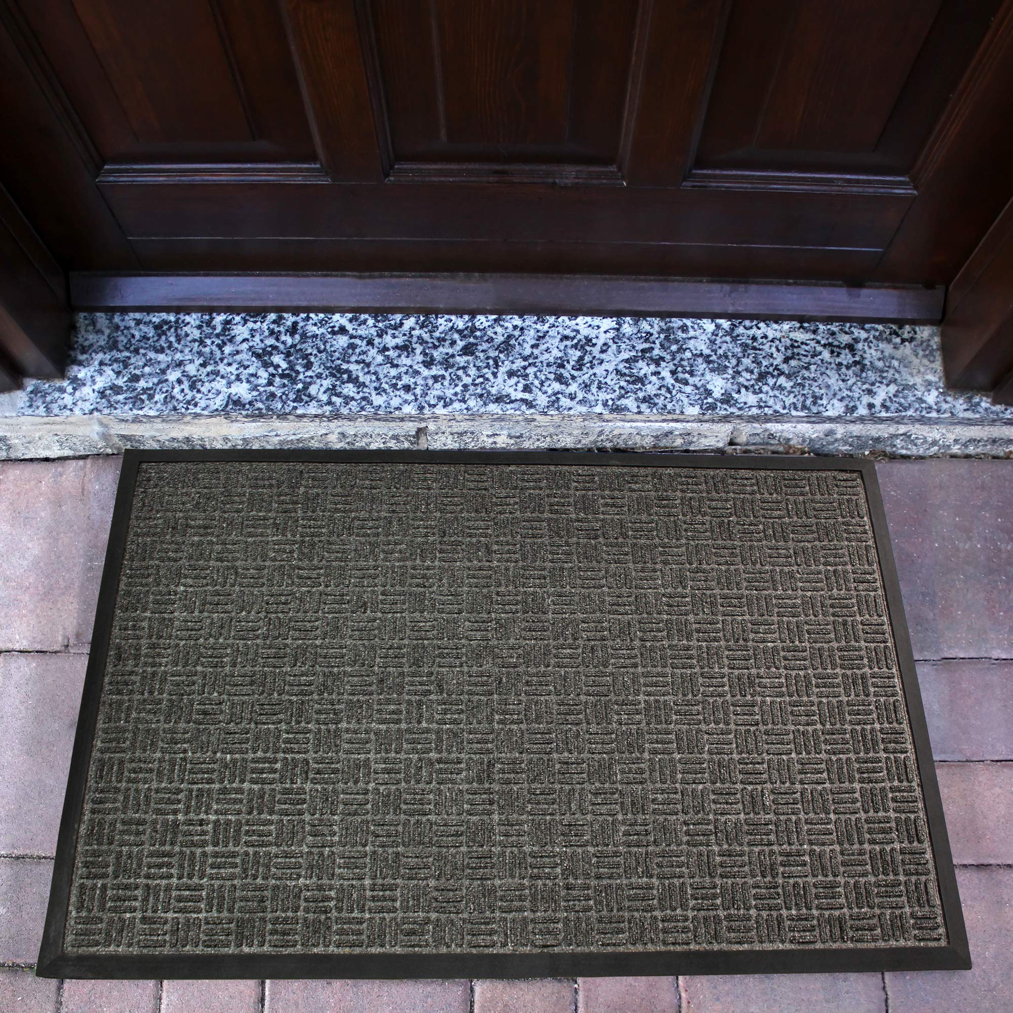 Ultralux Premium Indoor Outdoor Entrance Mat 35” x 59” - Heavy Duty Absorbent Anti-Slip Doormat for Home & Office - Dark Gray Entry Rug - Perfect for High Traffic Areas, Front Door, Patio & Mudroom Use