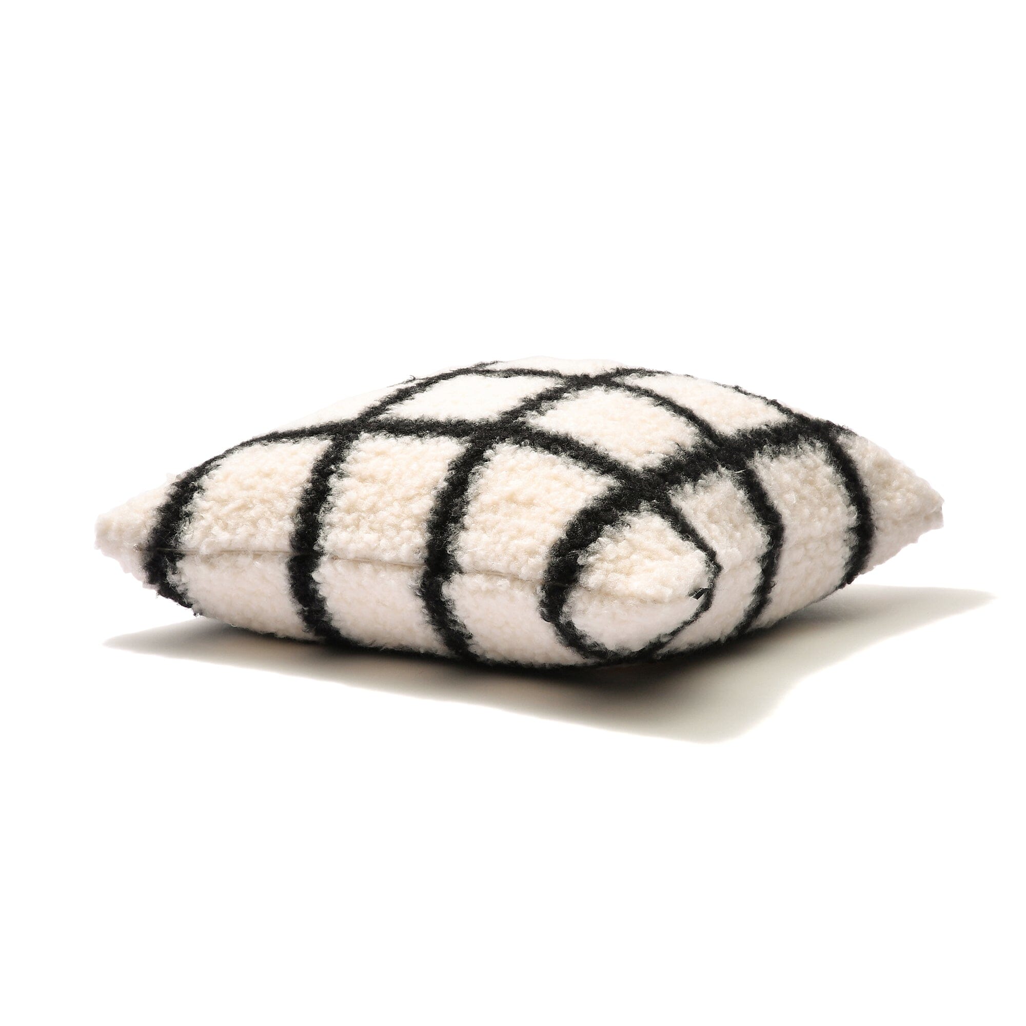 Checkered Boa Cushion Cover 18x18 Inches White and Black - Perfect for Sofa, Bed, and Home Decor