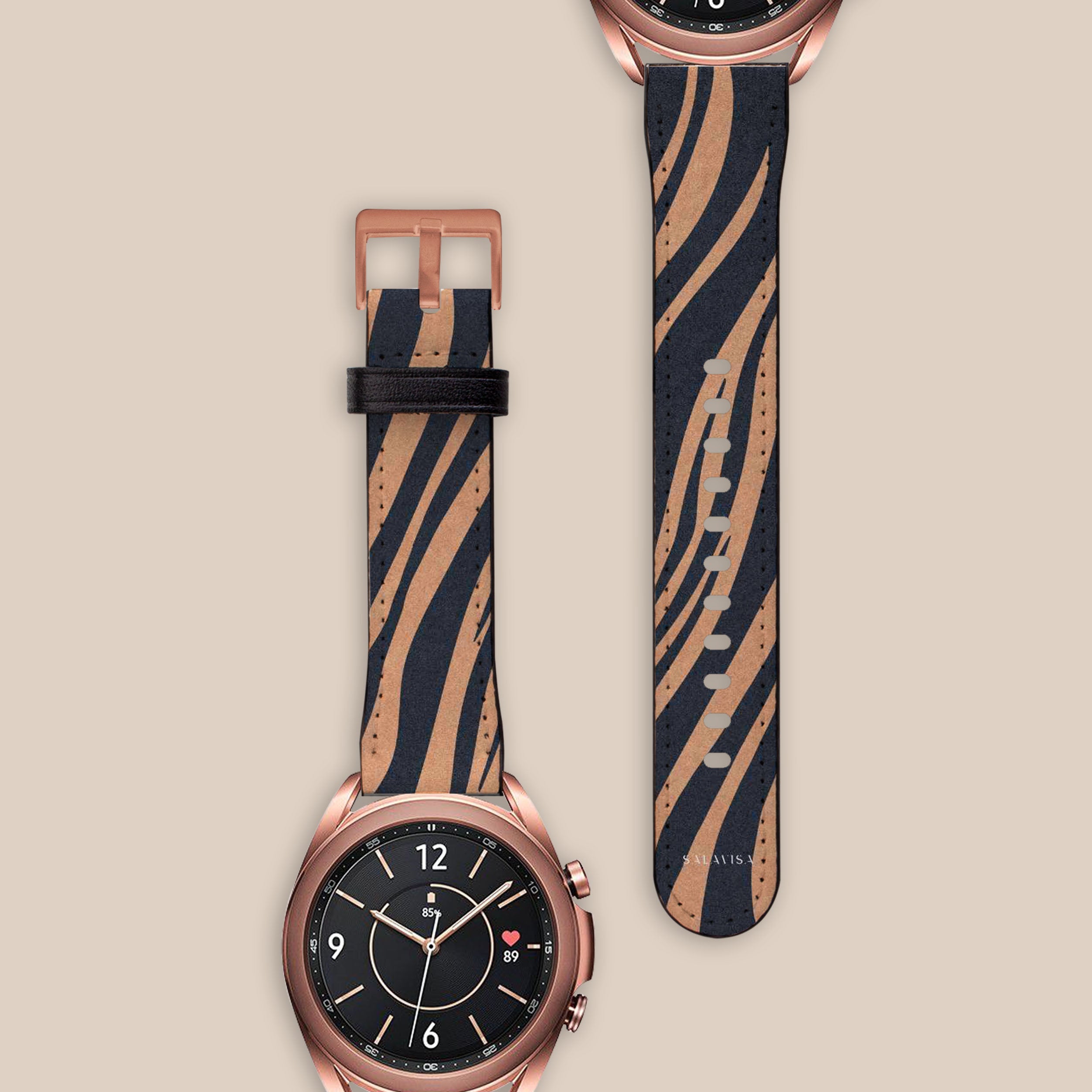 Premium Copper Zebra Galaxy Watch Band - Stylish & Durable Replacement Strap for Samsung Galaxy Watch - Perfect for Workouts, Office & Everyday Wear