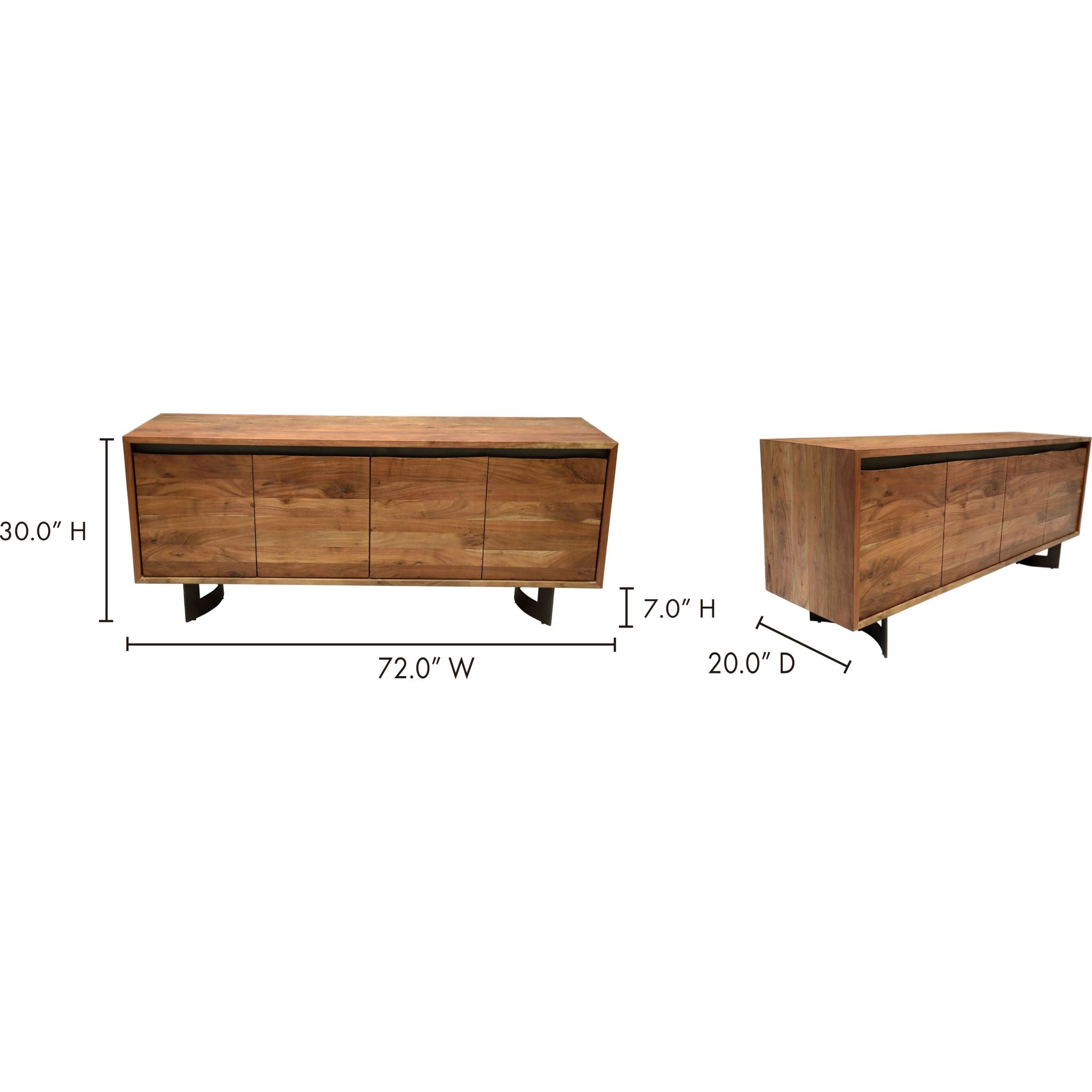 Modern Bent Sideboard with Smoked Finish - Stylish Storage Cabinet for Living Room, Dining Room, or Entryway (Model VE 1108 03) - Perfect for Home Organization and Display Decor