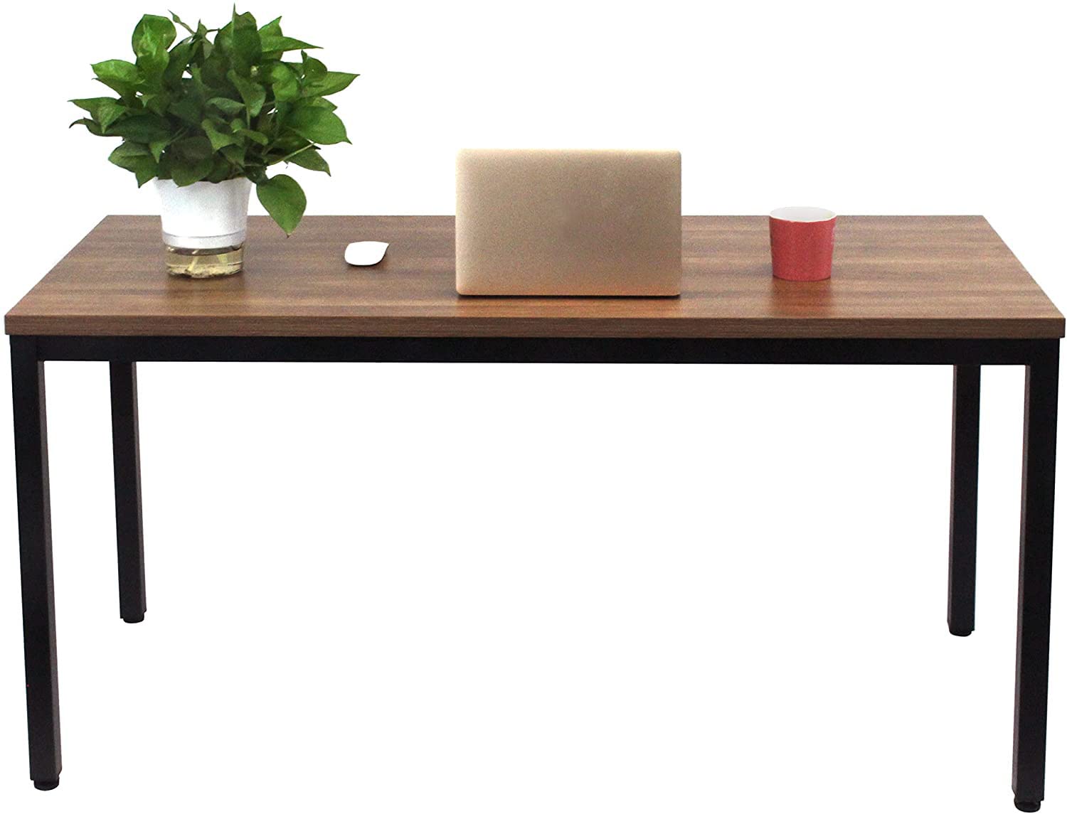 BIBOC 24x55 Inches Computer Desk & Dining Table - Sturdy Composite Wood Office Desk with Walnut & Black Legs - Perfect for Home Office, Study, and Small Space Workstations