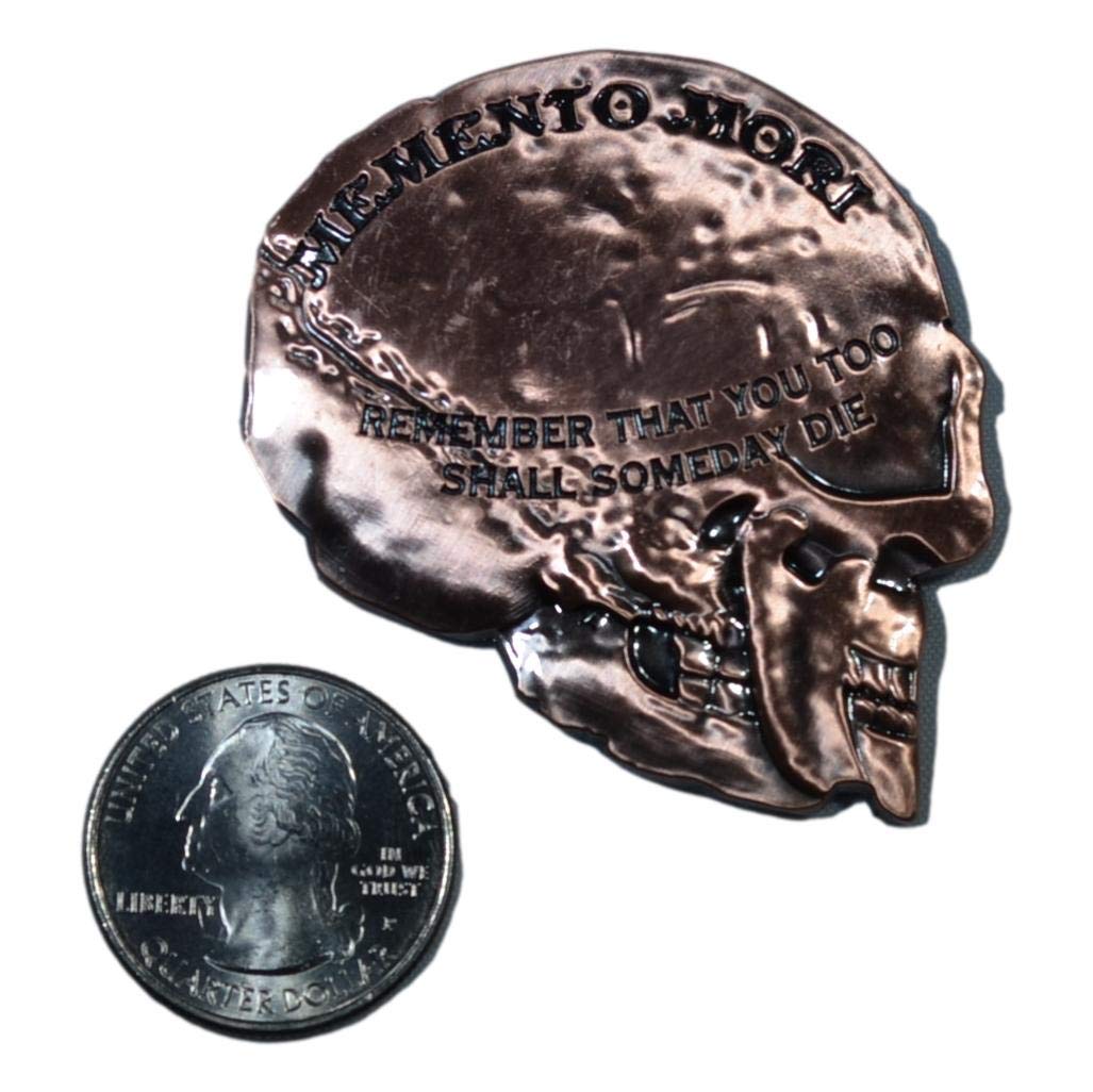 Rule 9 EDC Skull Coin - Antique Copper Survival Challenge Coin for Men | Collectible Military Style Token for Outdoor Adventures, Keychain Accessory & Everyday Carry Gear