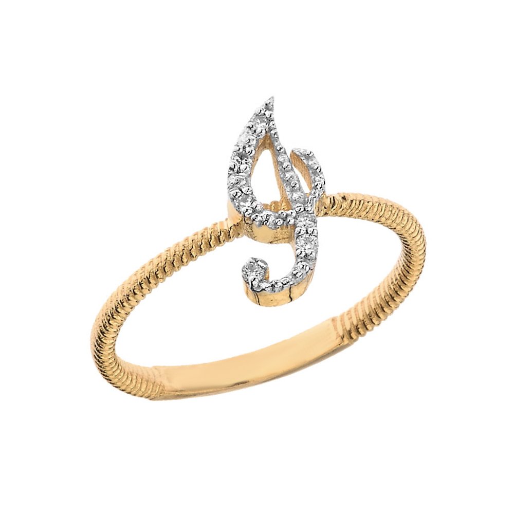 14K Yellow Gold Diamond Initial 