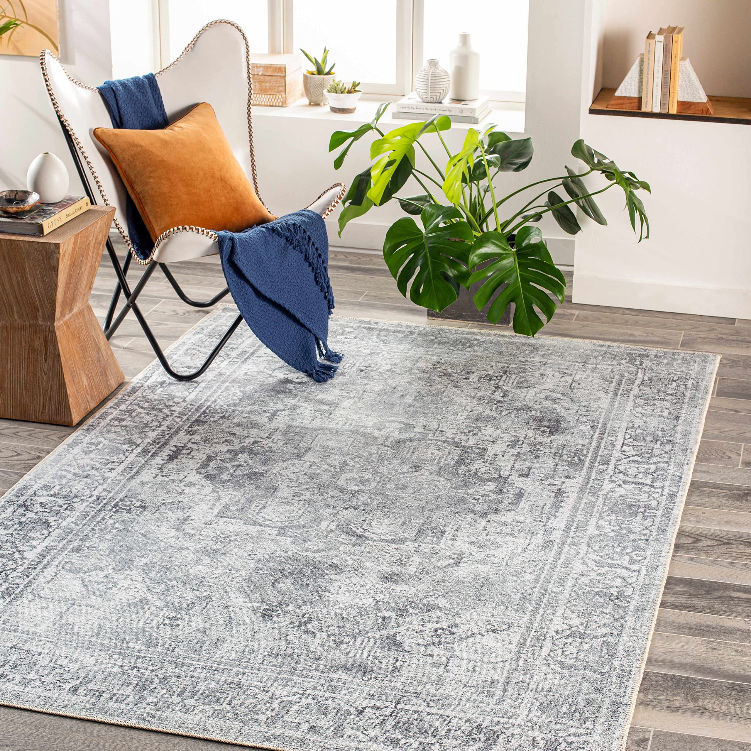 Hauteloom Aquino Soft Plush Machine Washable Area Rug - Gray - 7'10