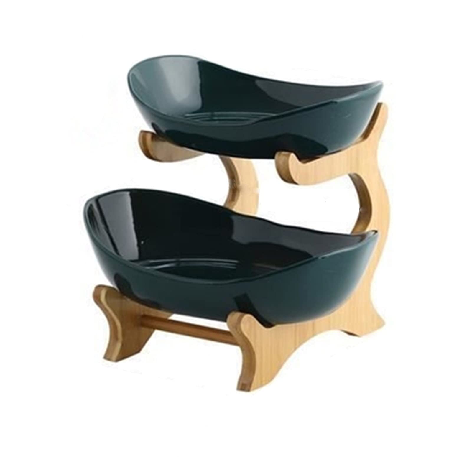 2/3 Tier Wooden Snack Candy Serving Plate Bowl with Holder - Fruit Display Tray for Kitchen, Party, and Dessert Table Organizer - Perfect for Entertaining, Buffets, and Home Decor (2 Layers)
